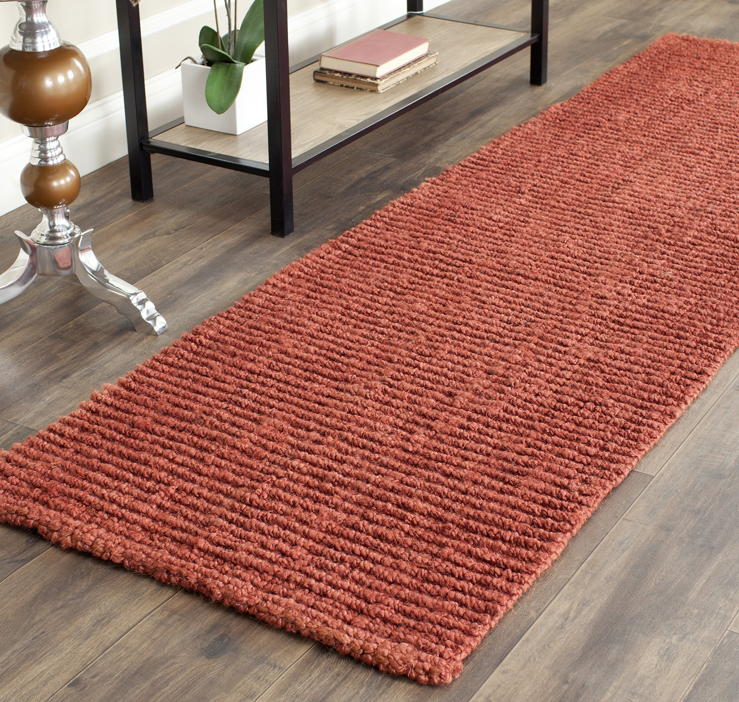 SAFAVIEH Natural Fiber Collection Runner Rug - 26 x 12, Rust, Handmade Chunky Textured Jute 0.75-inch Thick, Ideal for High Tr