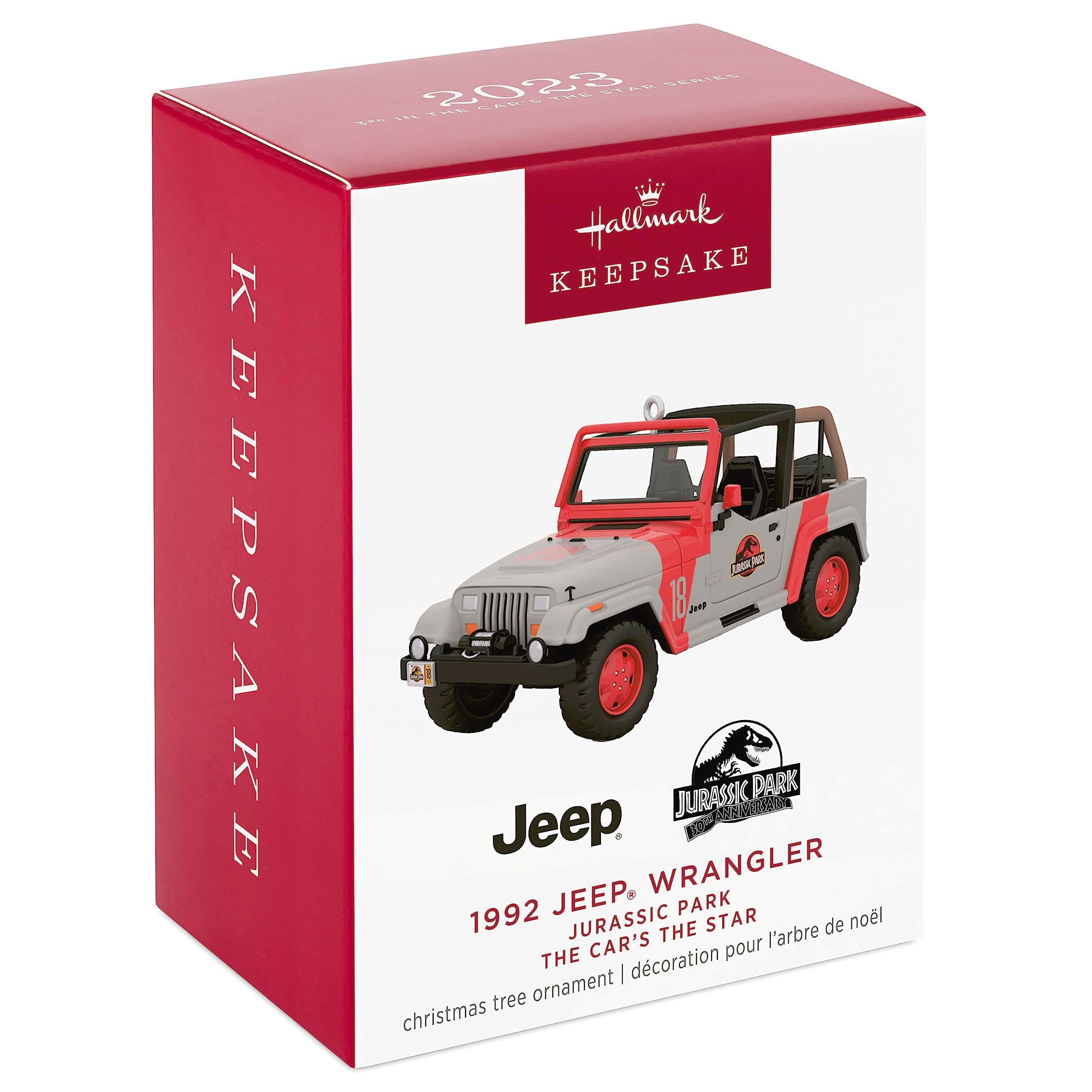 Hallmark Keepsake Christmas Ornament 2023, The Car s the Star Jurassic Park 1992 Jeep Wrangler, Metal Ornament, Movie Gifts