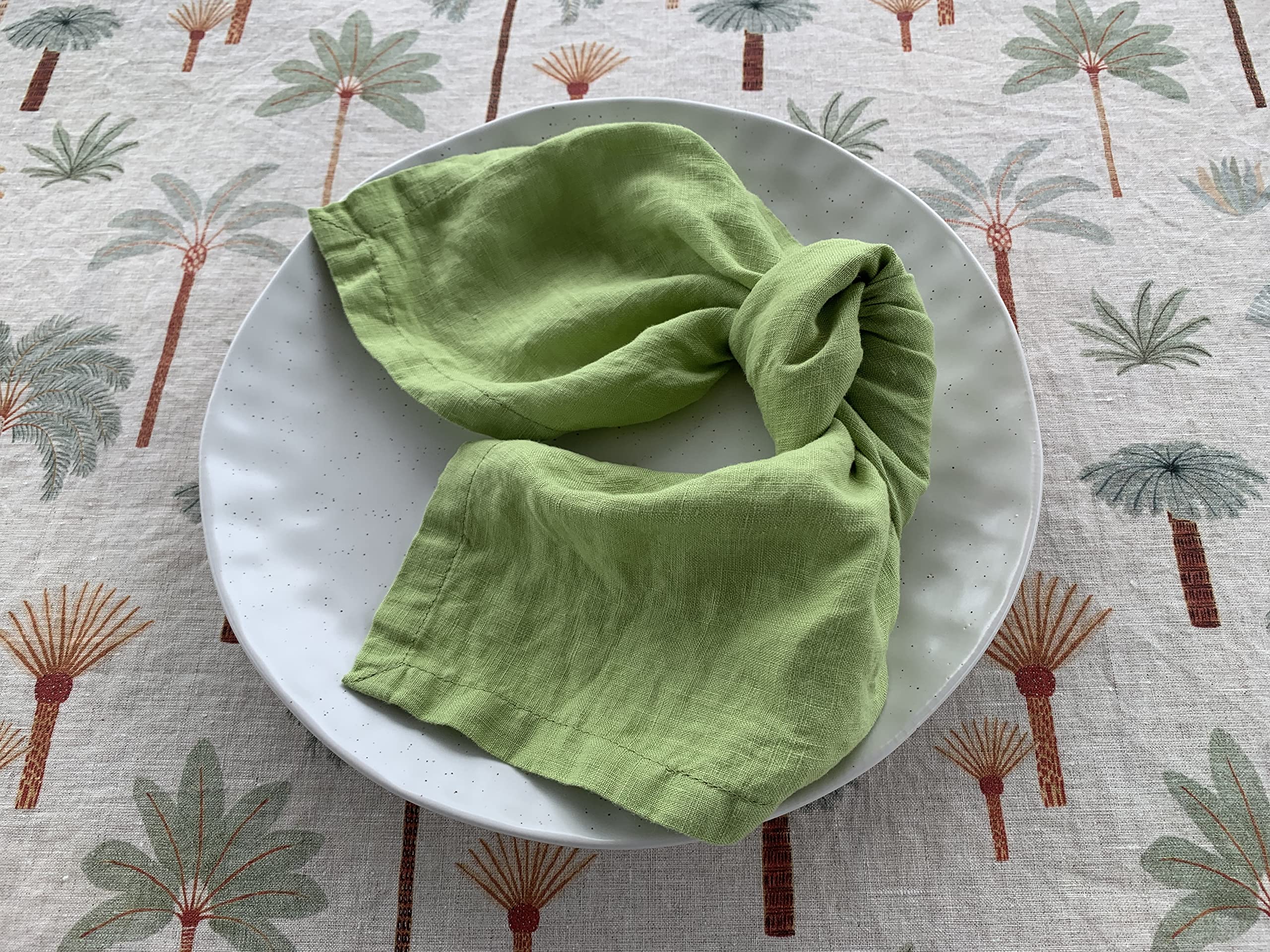 Linen Napkins -100% French Flax - Stonewashed Pure Linen Cloth Napkins - Size 18 Inch X 18 Inch - Set Of 4, Tropics (Tahitian Li