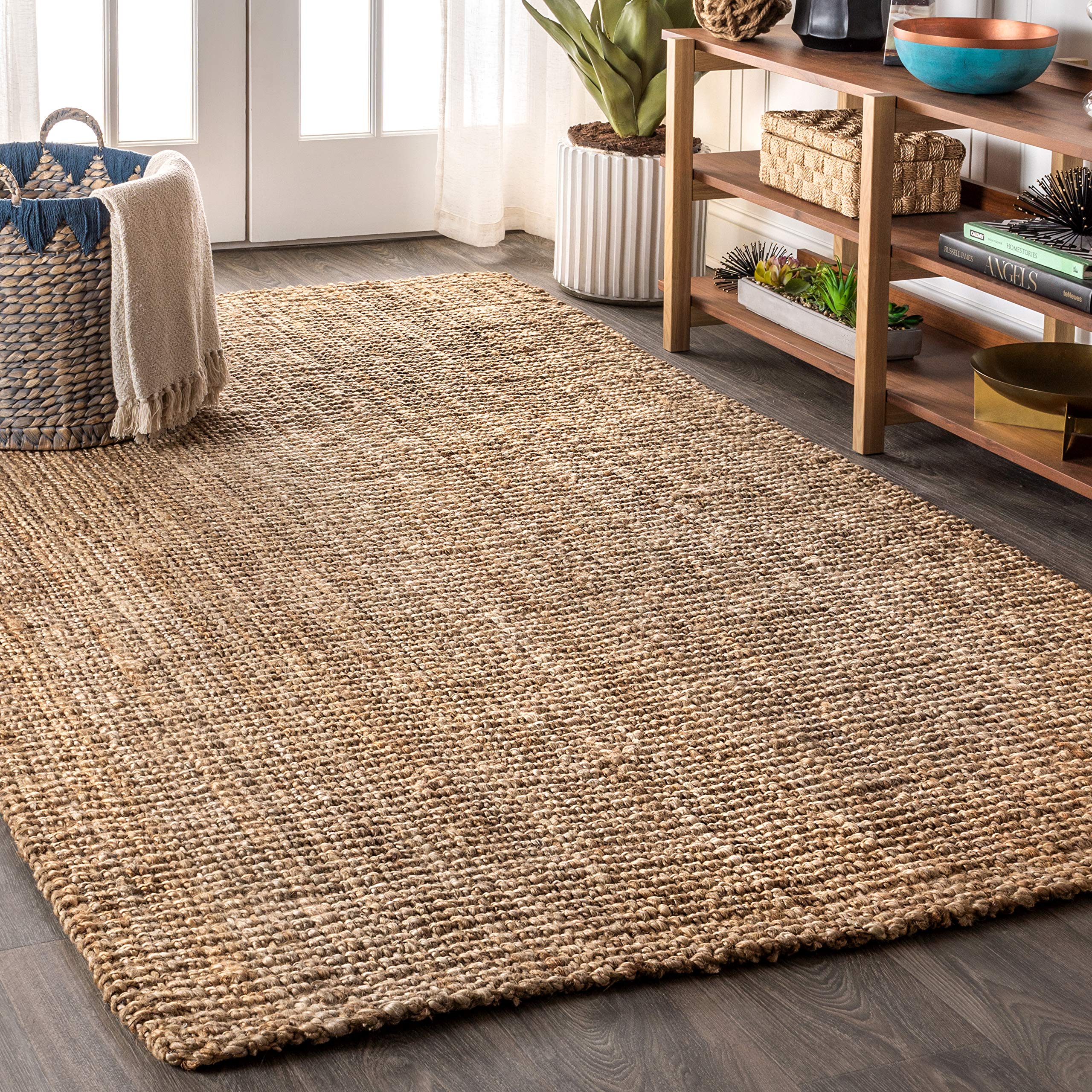 JONATHAN Y Pata Hand Woven Chunky Jute Natural Indoor Area Rug, 4x6, Bohemian, Rustic, Cottage, Easy-Cleaning for Living Room, B