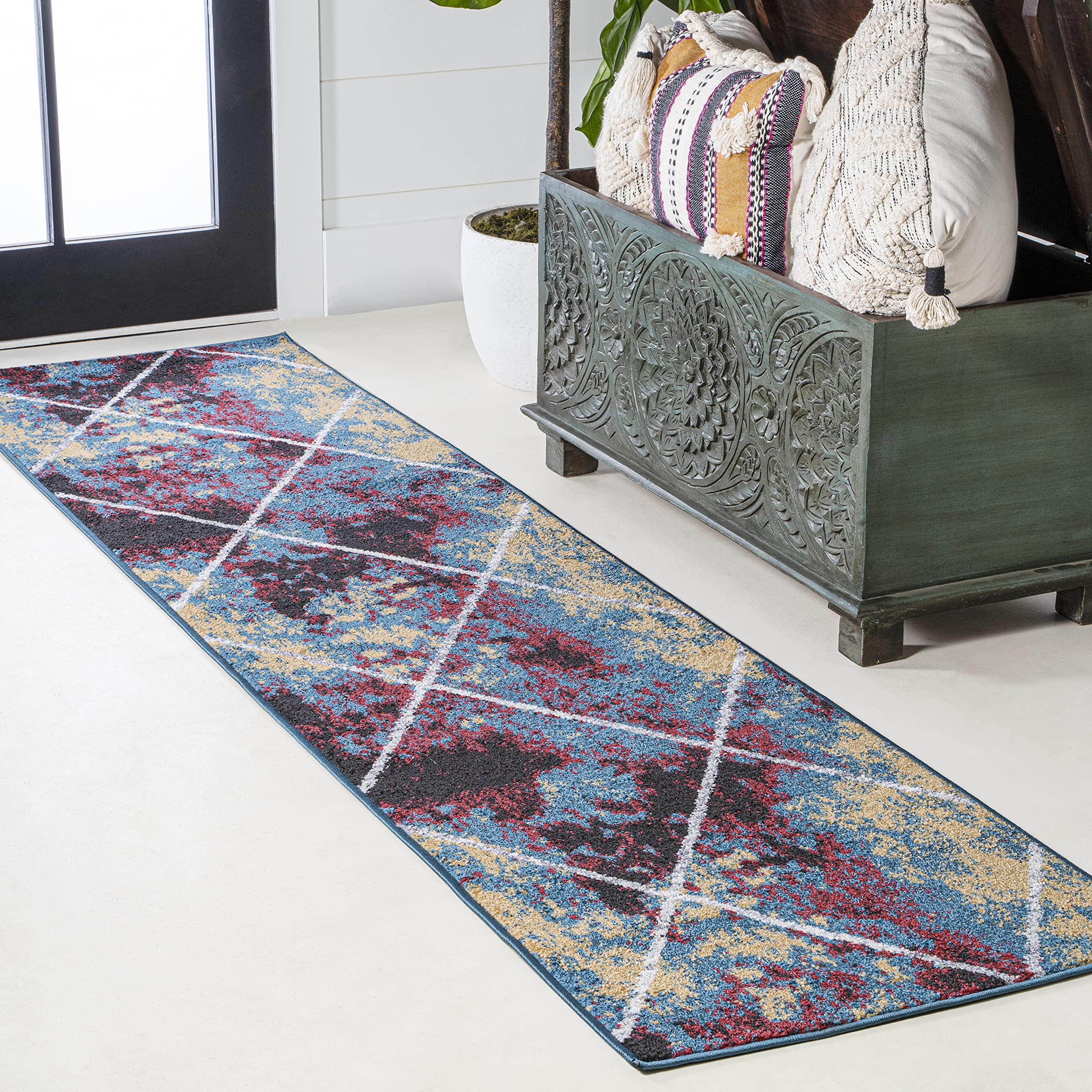JONATHAN Y SEU102J-28 Cole Minimalist Diamond Trellis Indoor Area-Rug, Modern, Contemporary, Casual Easy-Cleaning,Bedroom,Kitche