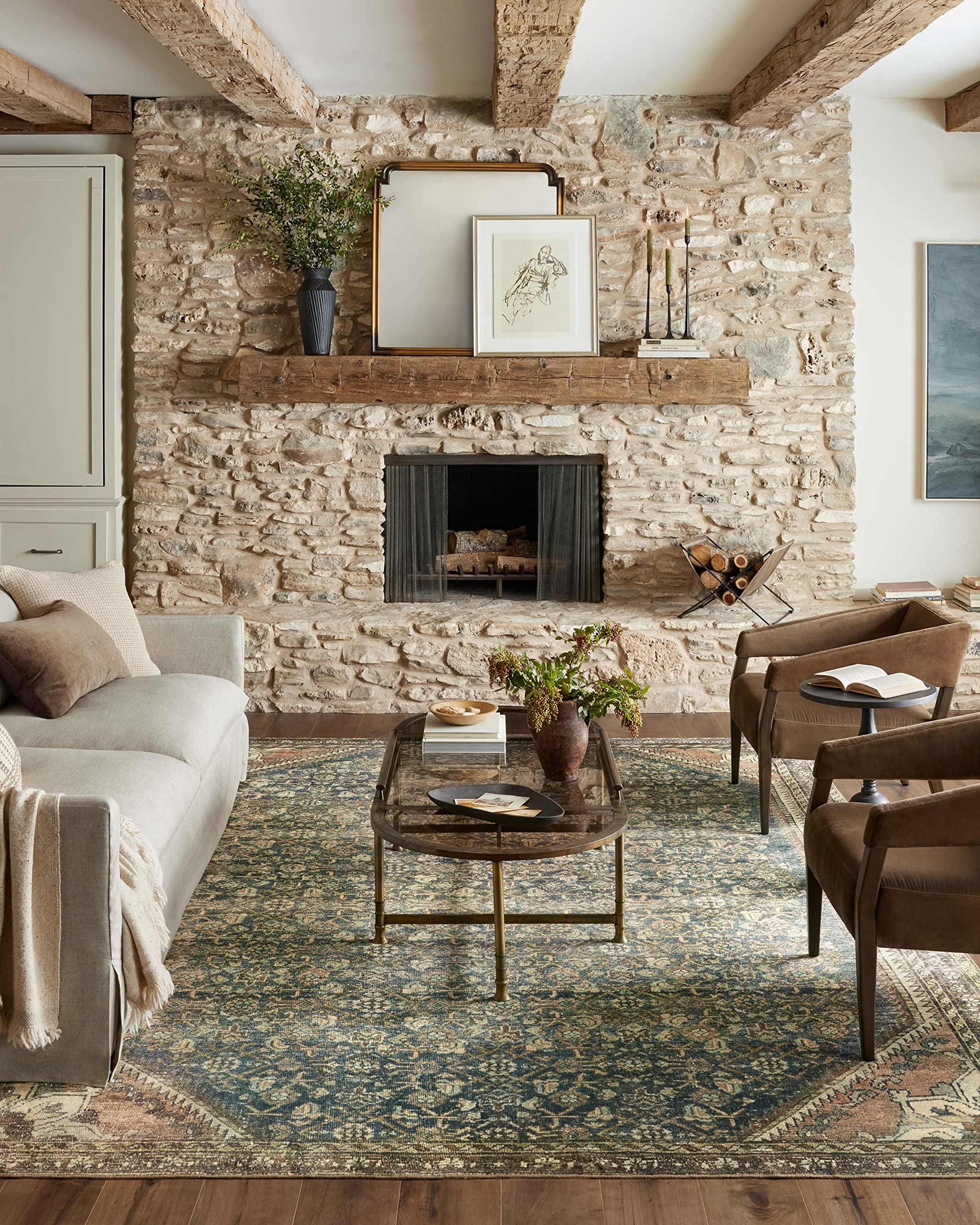 Loloi Magnolia Home by Joanna Gaines x Banks Denim/Clay 7-6 x 9-6 Area Rug
