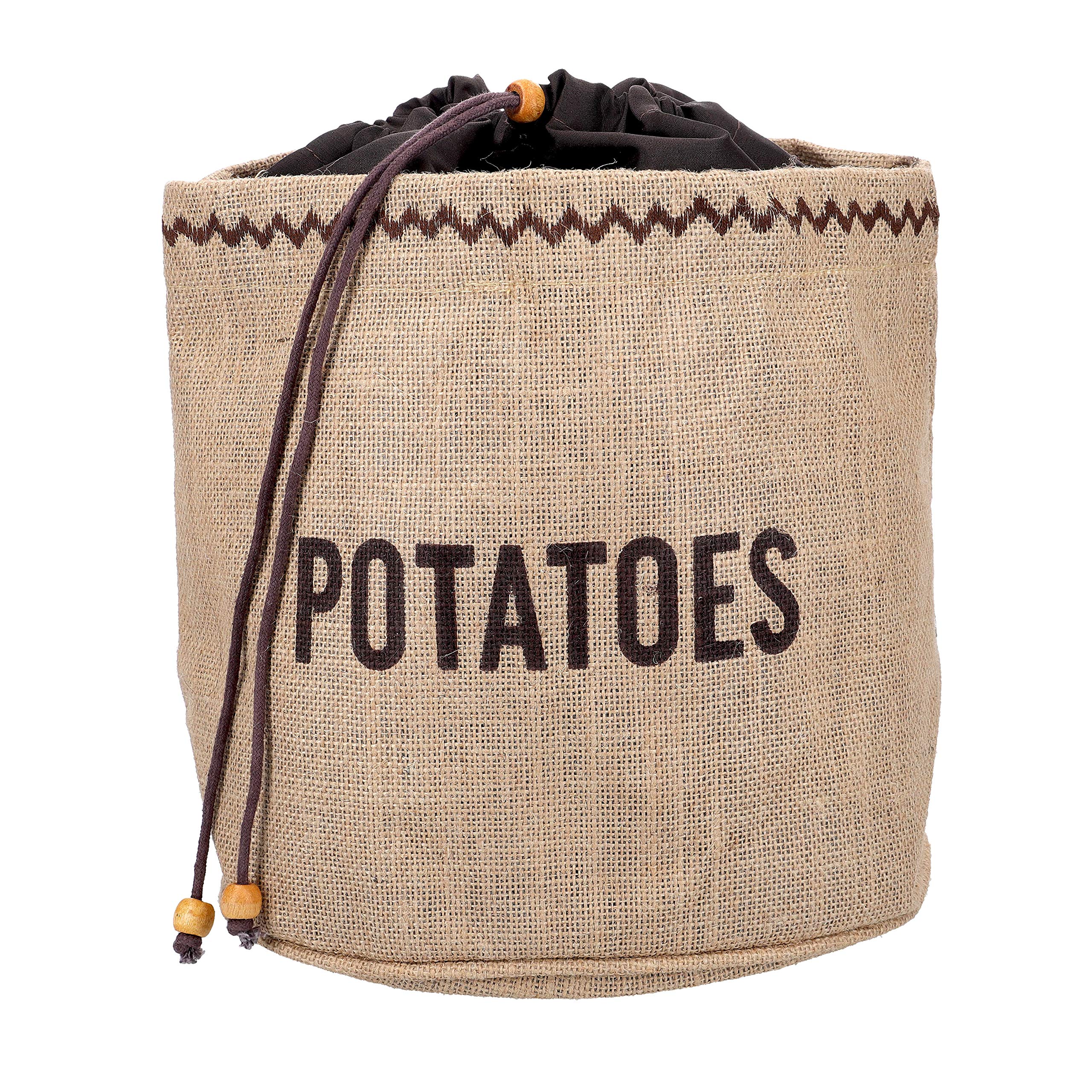 Natural Elements Kitchencraft Potato Bag With Blackout Lining, Hessian, Brown, 24 X 24Cm