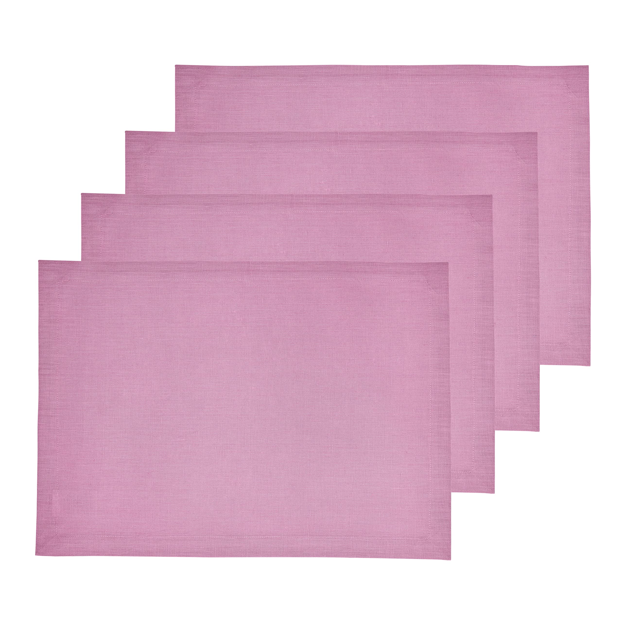 Solino Home Linen Placemats 19'' L X 14'' W Inch - 100% Pure Linen Violet Cloth Placemats Set Of 4 - Fete, Washable Fabric Place