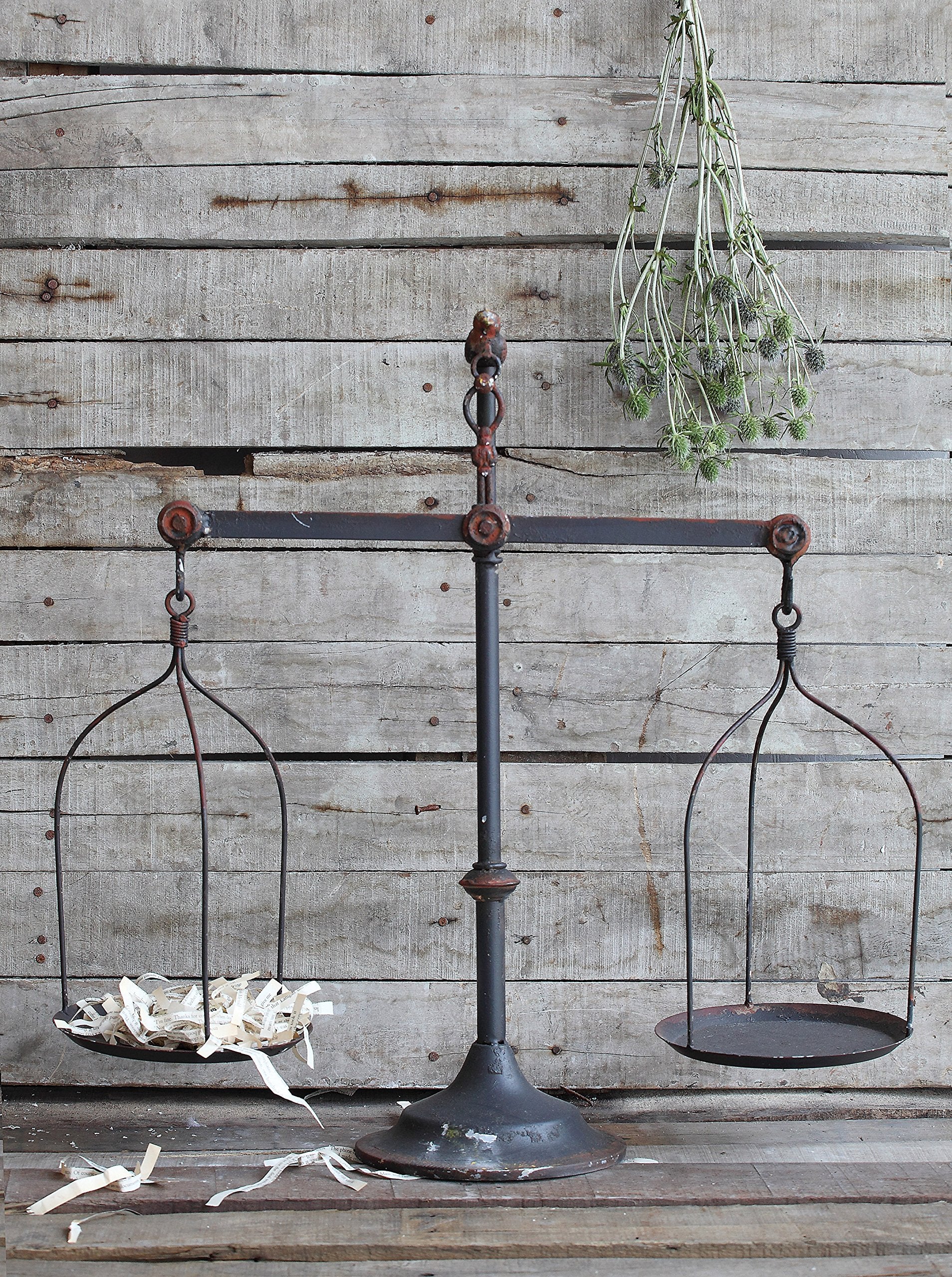 Creative Co-Op Black Decorative Antique Iron Balance Scale With Bird