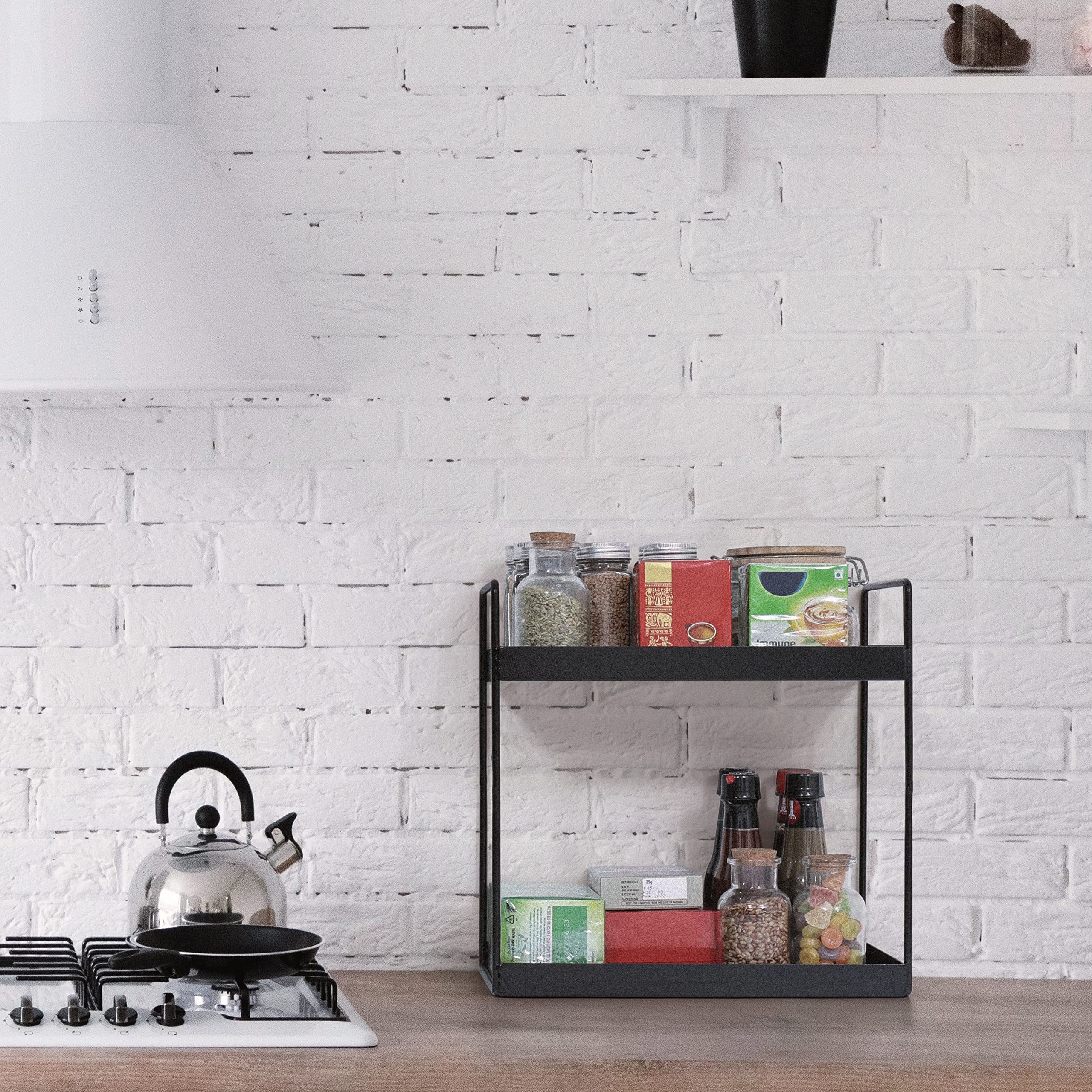 Livzing 2 Tier Metal Countertop Rack Organizer  Multipurpose Standing Rack For Kitchen, Bathroom, Cosmetic Shelf, Spice Holder,