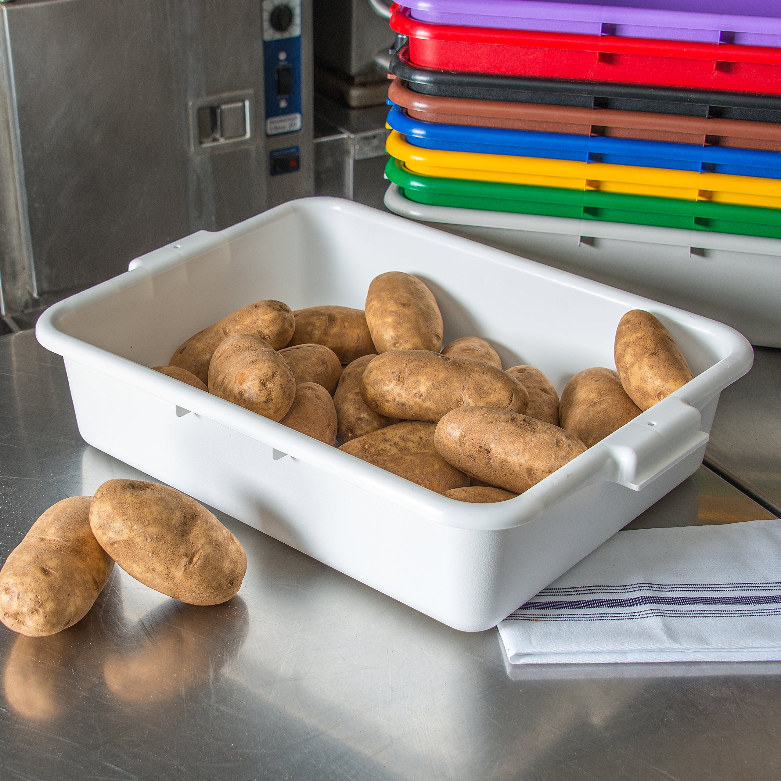 Carlisle Foodservice Products N4401002 Comfort Curve Ergonomic Wash Basin Tote Box, 5'' Deep, White