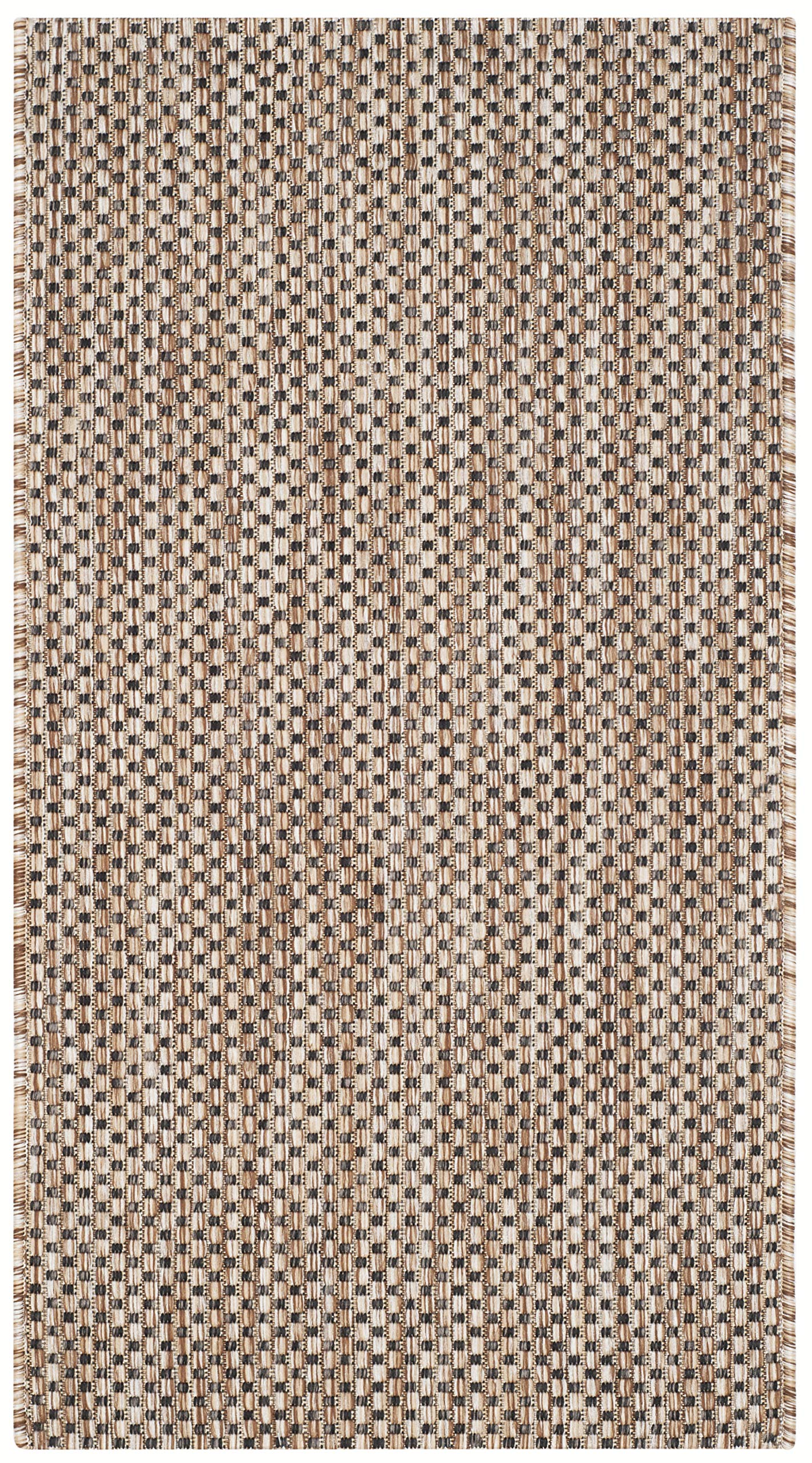 SAFAVIEH Courtyard Collection Accent Rug - 2 x 37, Natural & Black, Non-Shedding & Easy Care, Indoor/Outdoor & Washable-Ideal 