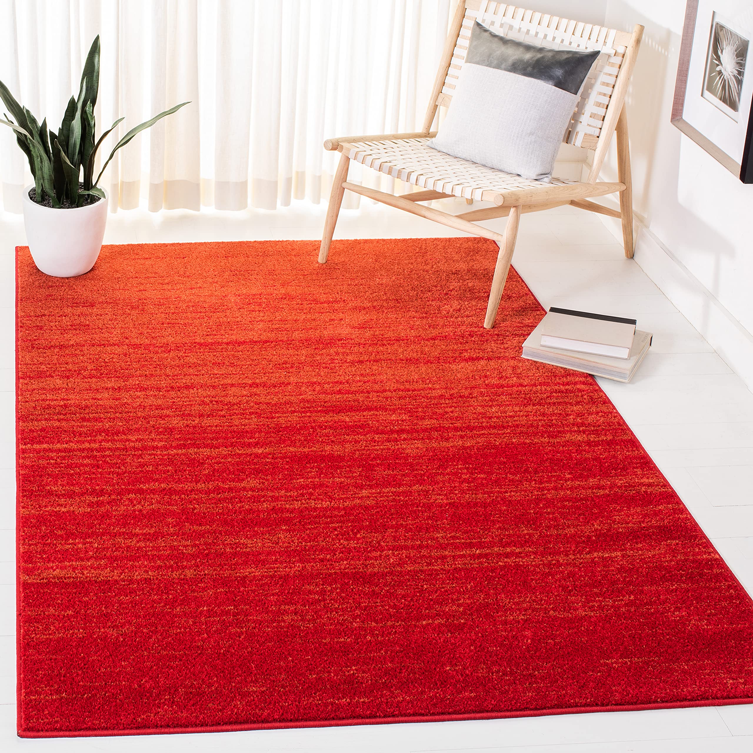 SAFAVIEH Adirondack Collection Area Rug - 67 Square, Red & Grey, Modern Ombre Design, Non-Shedding & Easy Care, Ideal for High 