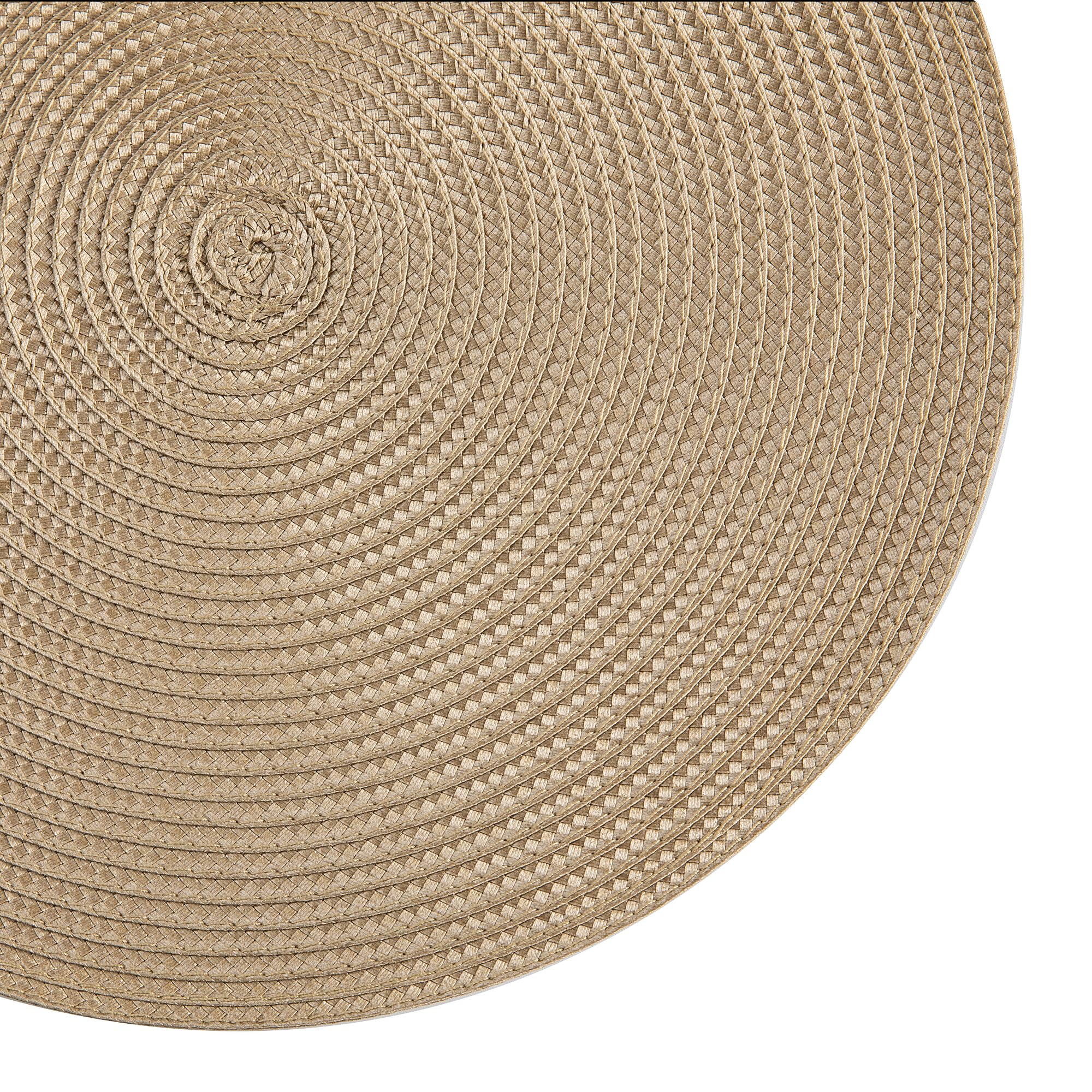 Round Placemats, Crossweave Heat Resistant Classic Woven Round Place Mats Diameter 13.5 Inch For Kitchen Table Set Of 6 (Brown)