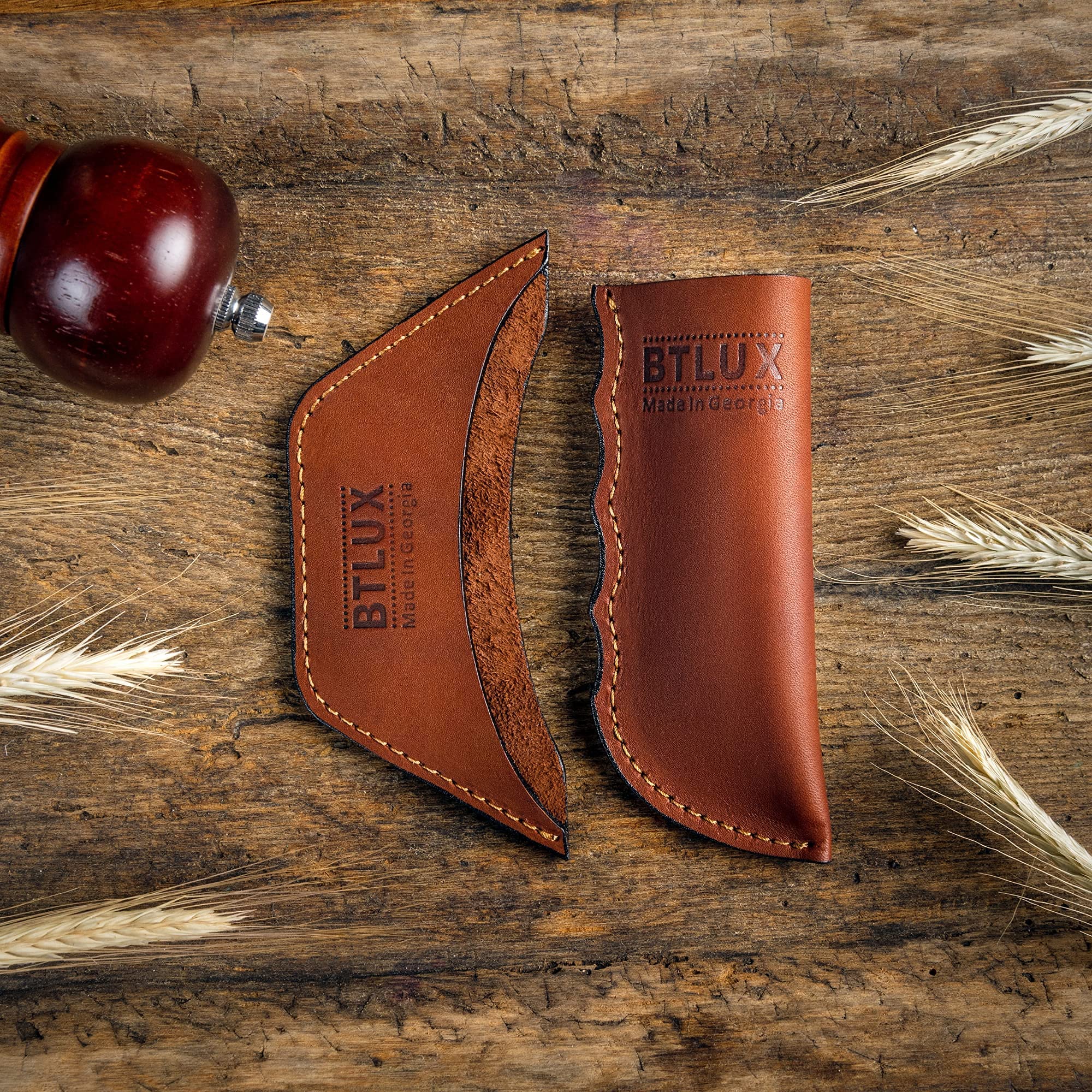 Btlux Made In Georgia - Leather Cast Iron Handle Cover, Set Of 2 - Extra Thick Leather Heat Resistant Handle Sleeve For Cast Iro