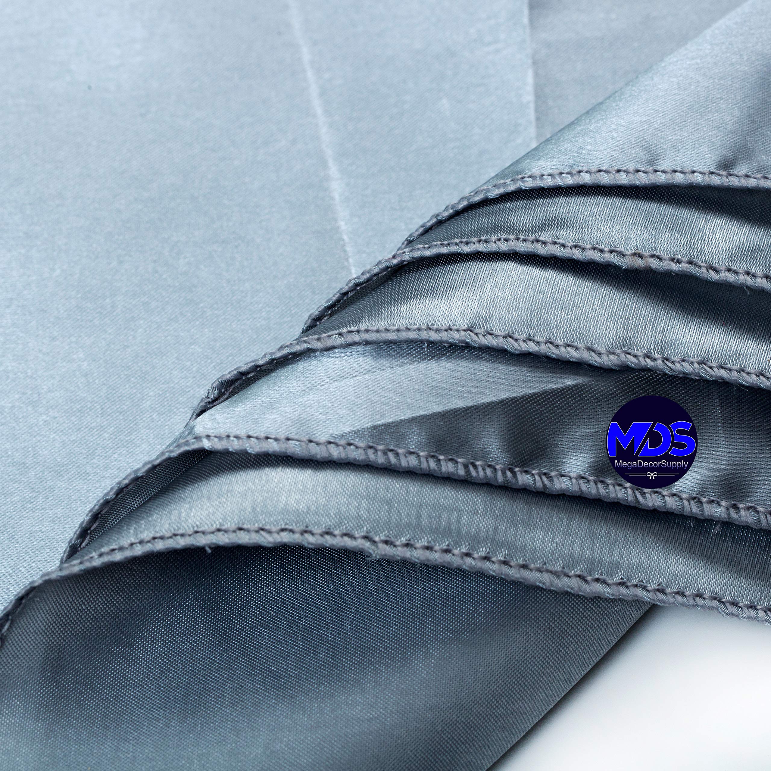 Mds Pack Of 25 Wedding Satin 12''X 12'' Square Dinner Napkin Or Handkerchief For Wedding Banquet Decoration - Light Silver