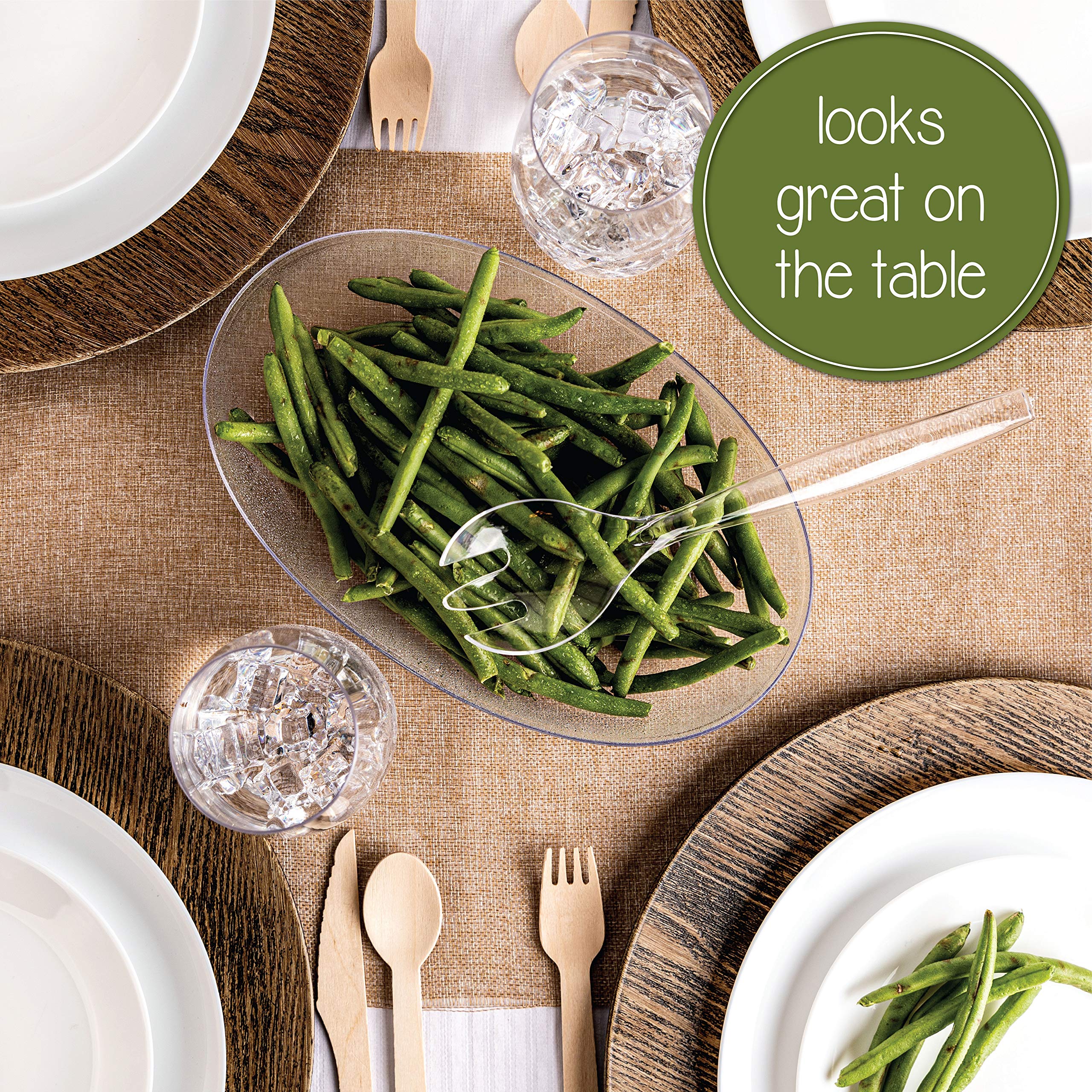 Plasticpro Disposable Plastic Serving Utensils Set of 4 Salad Spoons  And 4 Salad Forks  Clear Heavyweight