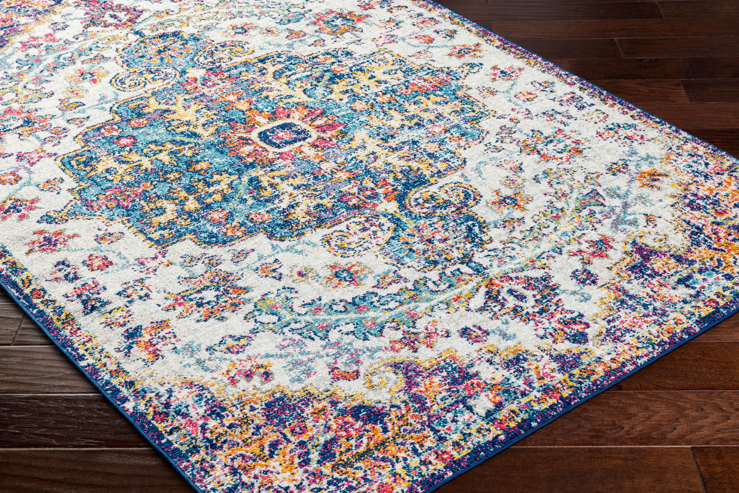 Livabliss Area Rugs - 5x7 Odelia Vintage Boho Beige Mustard Gray Area Rug for Living Room Bedroom - Floral Medallion Stain Resis