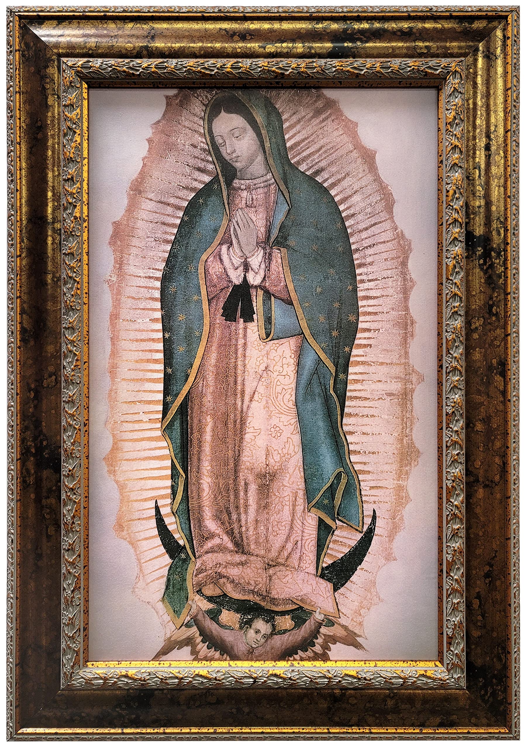 Mom'S Art Studio - Virgen De Guadalupe Wall Decor 37.5 X 26 Inches, Virgin Mary Print, Museum Look Art Frame, Artists Acrylic Co