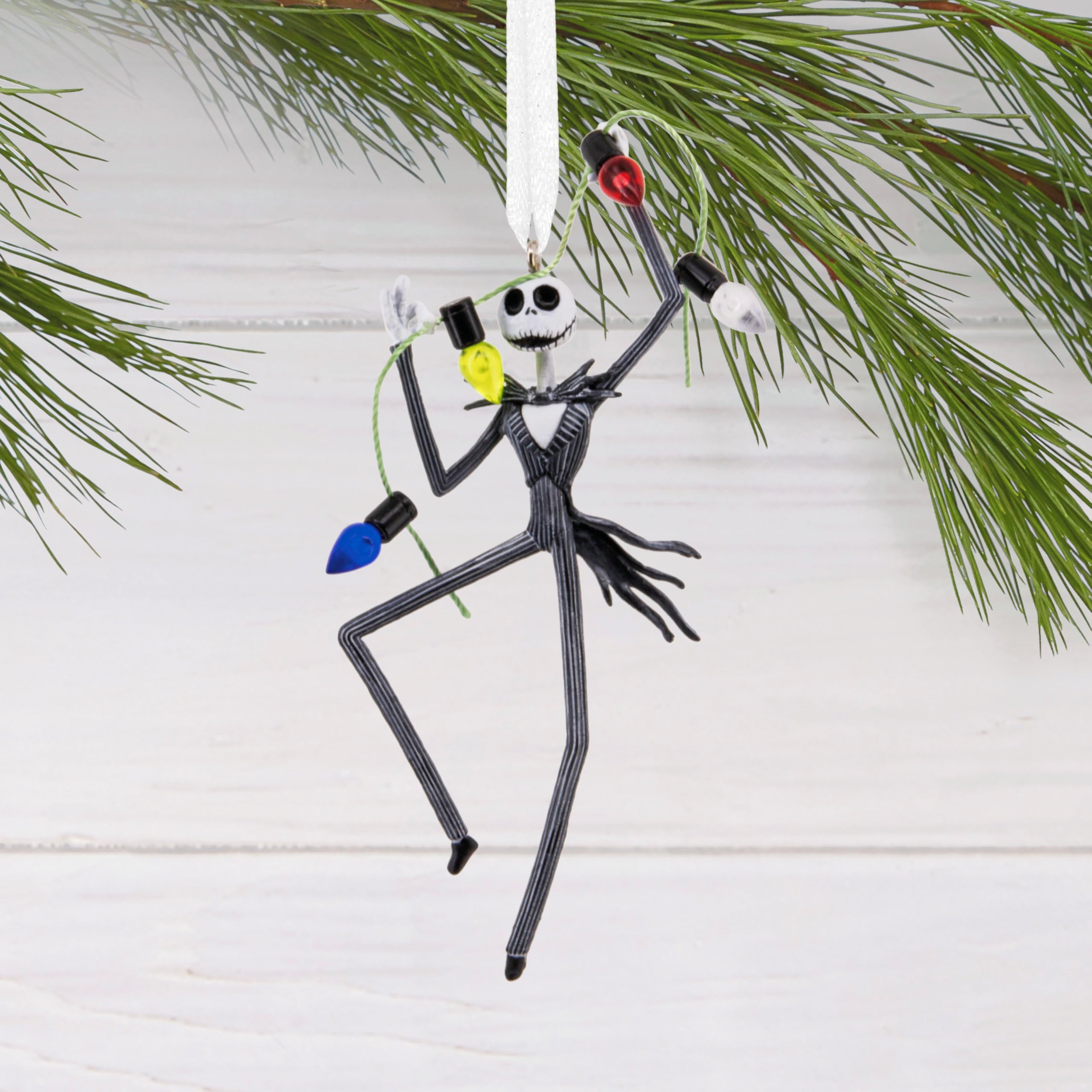Hallmark Disney Tim Burton's Jack Skellington Christmas Ornament with Lights, Plastic, 3HCM4226, Gifts for Disney Fans