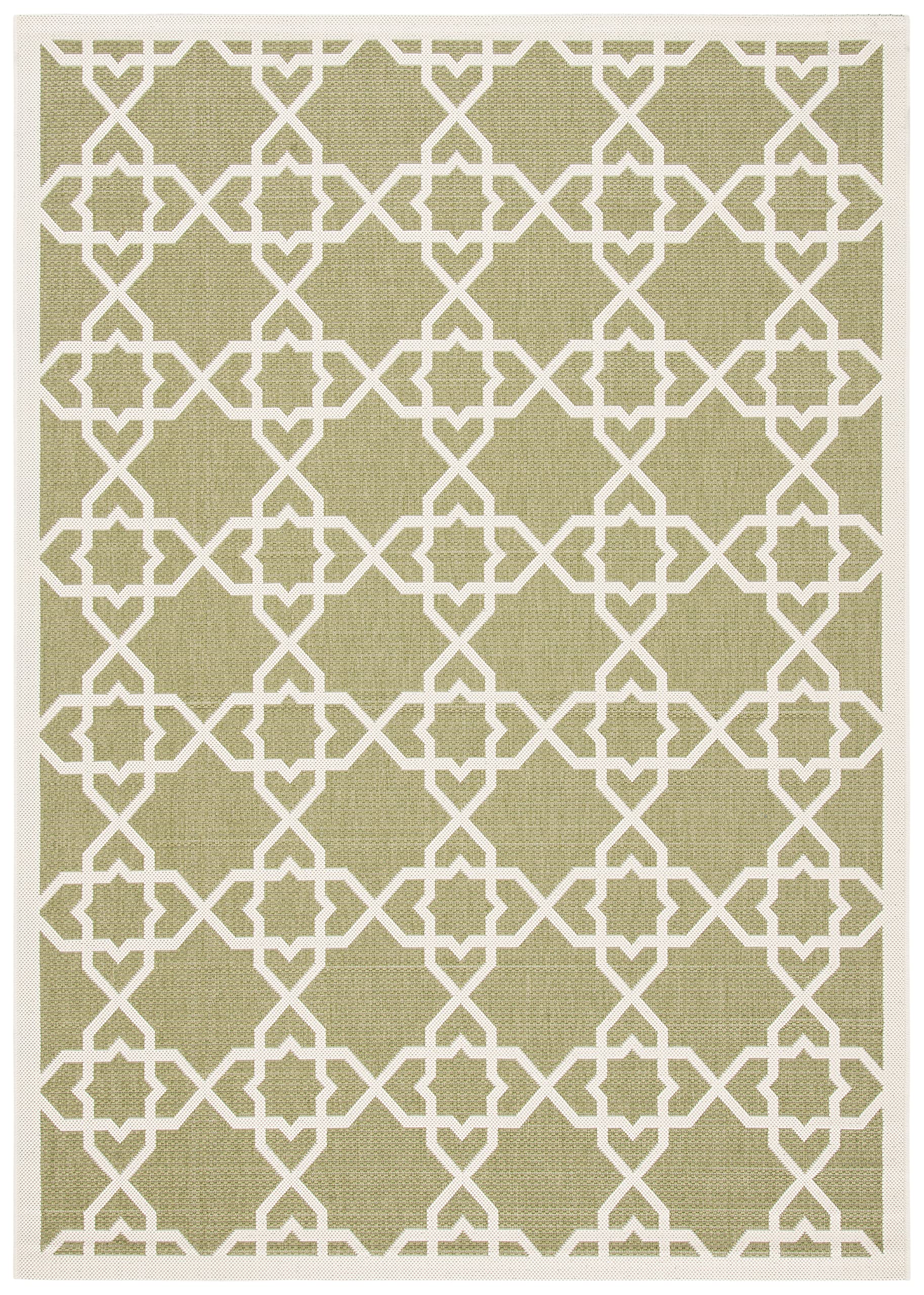 SAFAVIEH Courtyard Collection Accent Rug - 4 x 57, Green & Beige, Non-Shedding & Easy Care, Indoor/Outdoor & Washable-Ideal fo