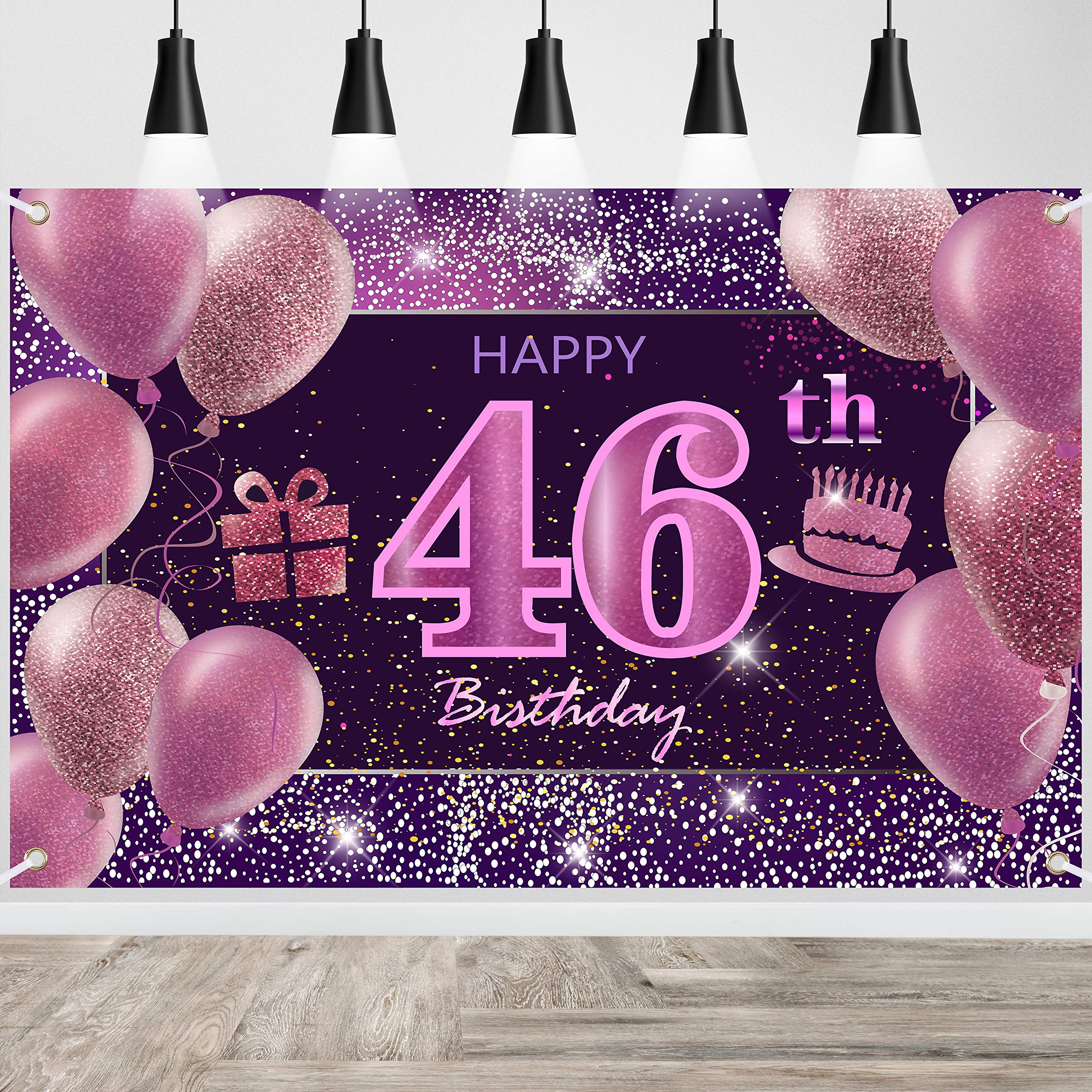 46Th Birthday Decorations For Girls Imisi Happy Birthday Banner Pink Decorations For A Party Birthday Backdrop For Women
