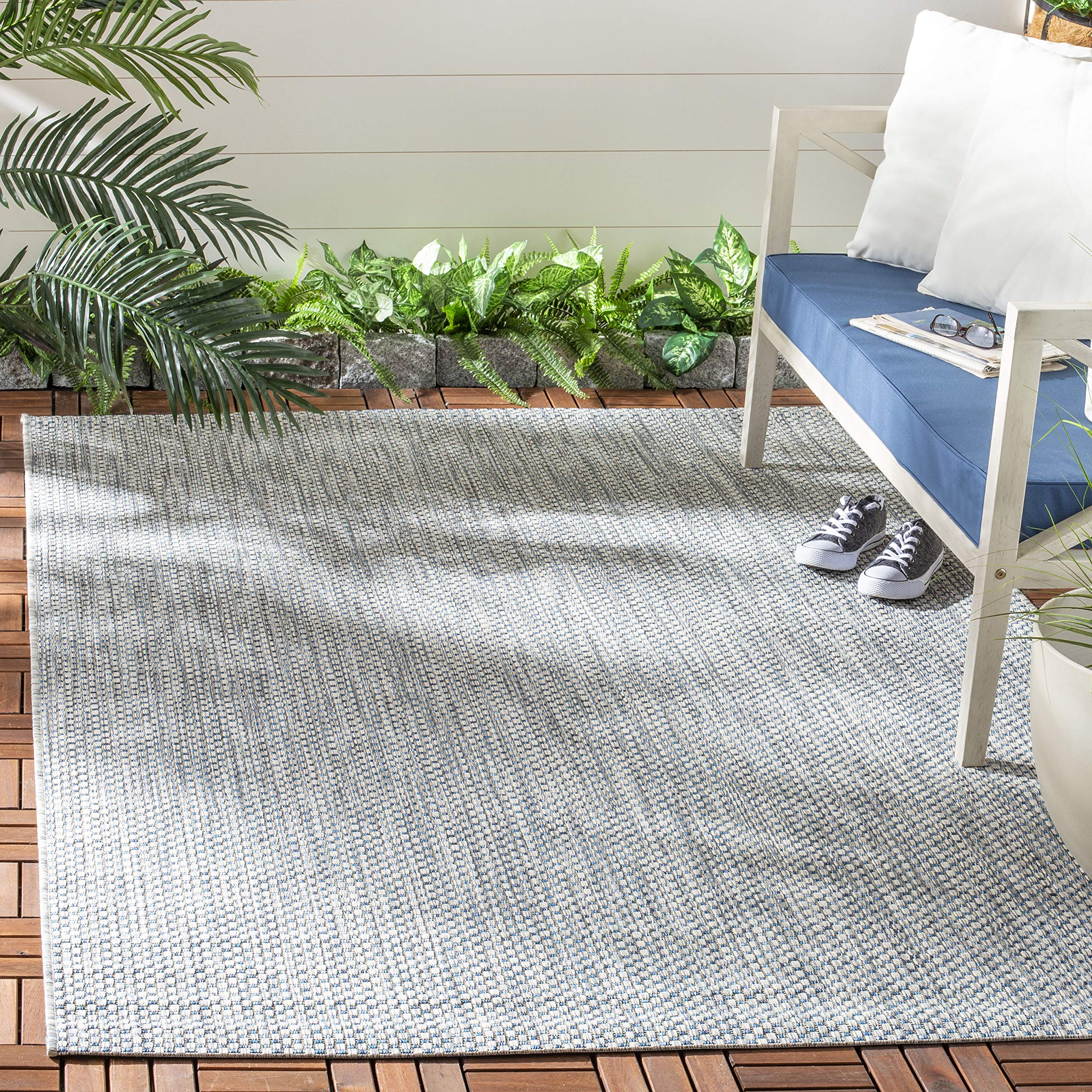 SAFAVIEH Courtyard Collection 4 x 57 Grey/Navy CY8521 Indoor/ Outside Waterproof Easy cleansingPatio Backyard Mudroom Accent M