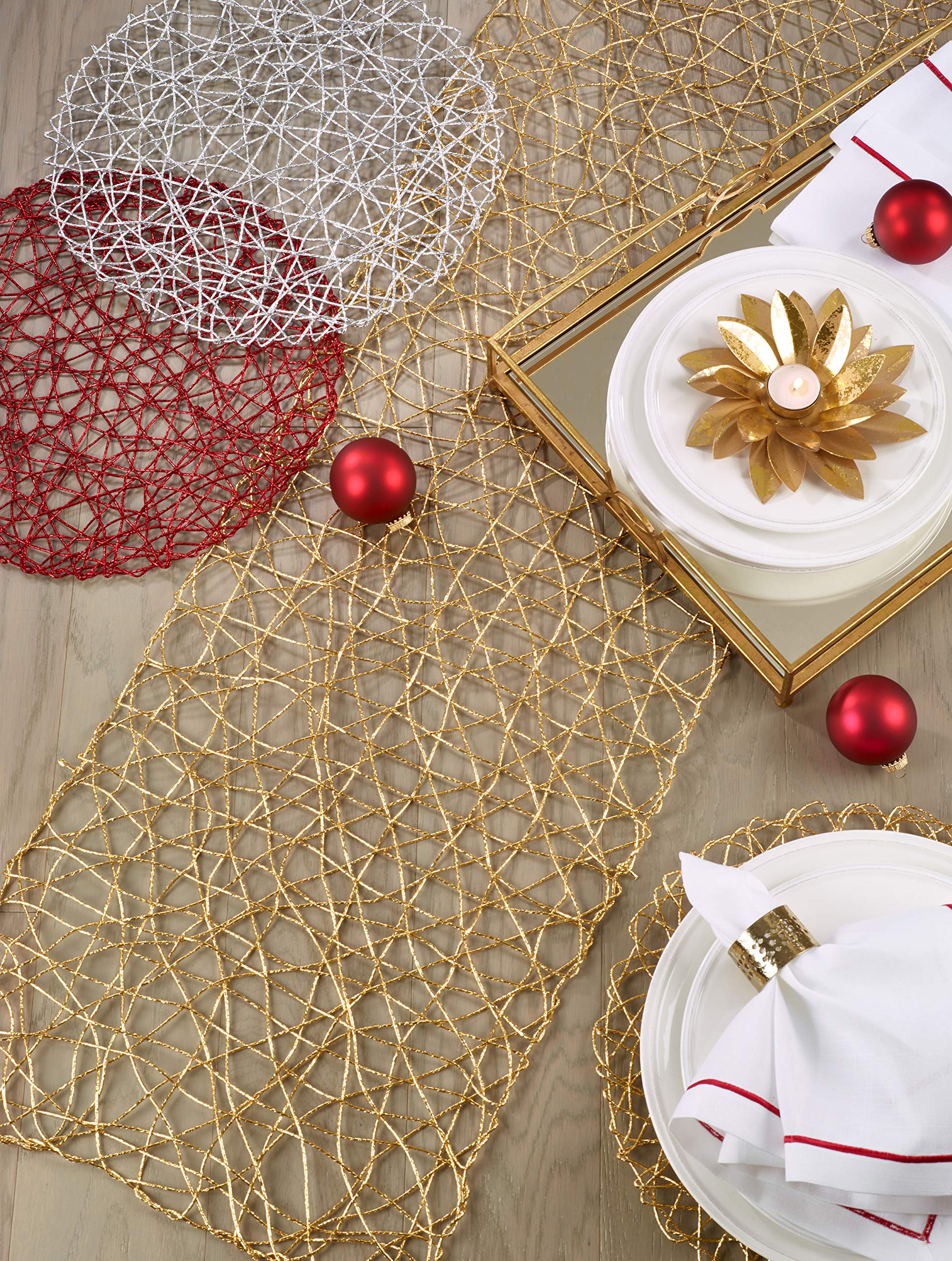 Saro Lifestyle Intricate Wire Nest Placemat (Set Of 4), 15'', Silver