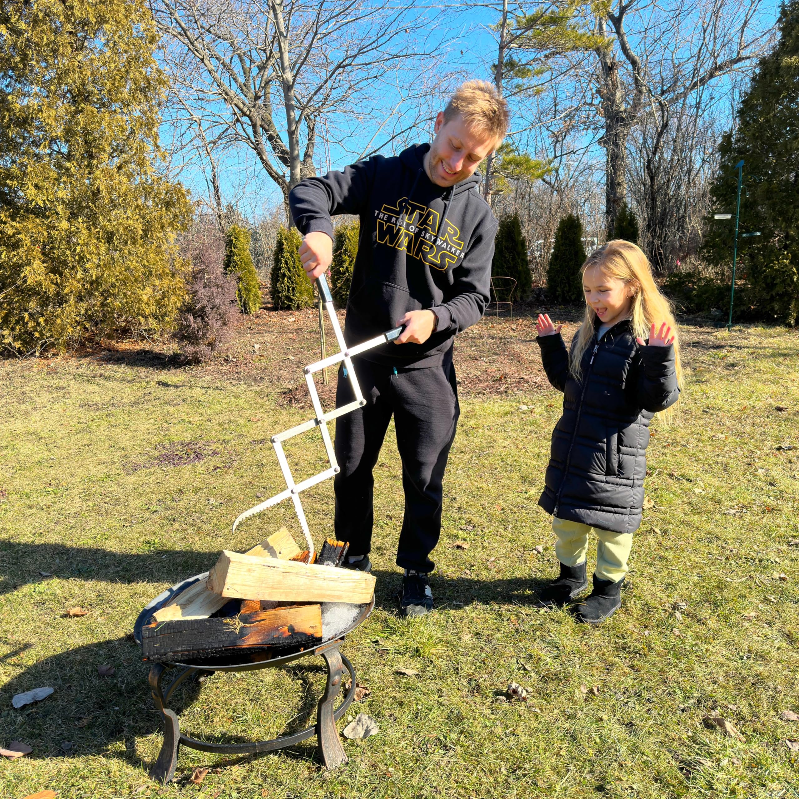 Fire Tongs Stainless Steel, 42In Heavy Duty Accordion Style Firewood Tongs Log Grabber For Fire Pit, Fireplace Campfire Bonfire,