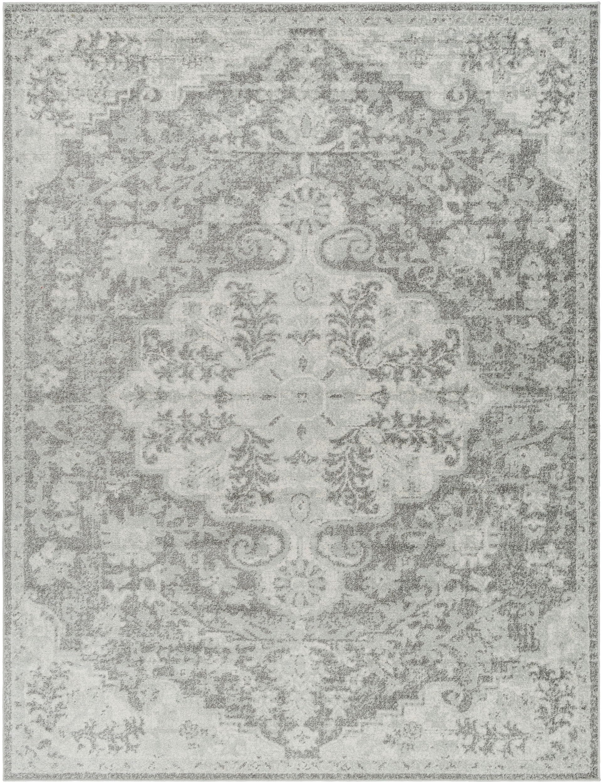 Livabliss Area Rugs - 9x12 Odelia Vintage Boho Black Gray Charcoal Area Rug for Living Room Bedroom - Floral Medallion Stain Res