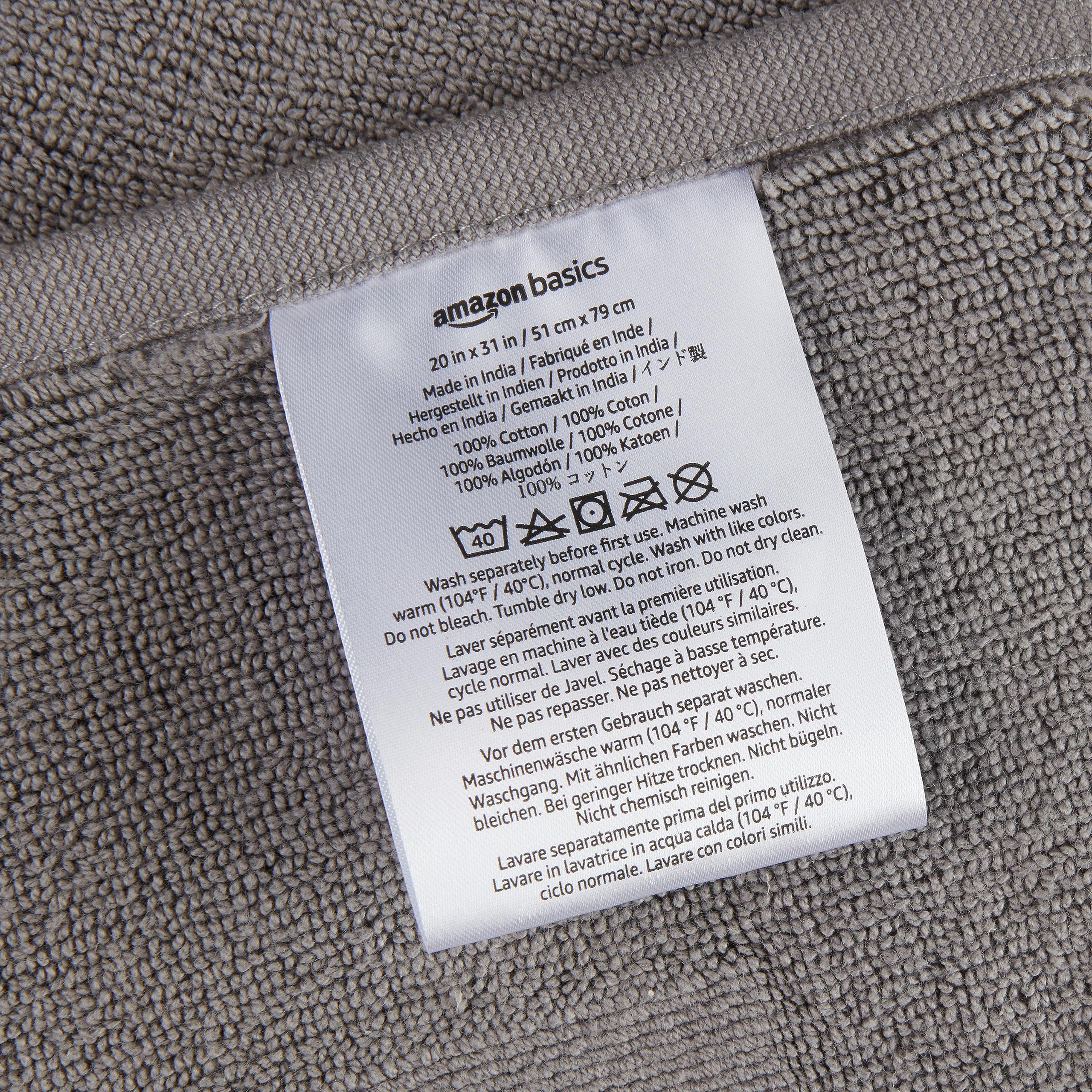 Amazon Basics Banded Bathroom Bath Rug Mat, Powder Gray, 31 Inches L X 20 Inches W