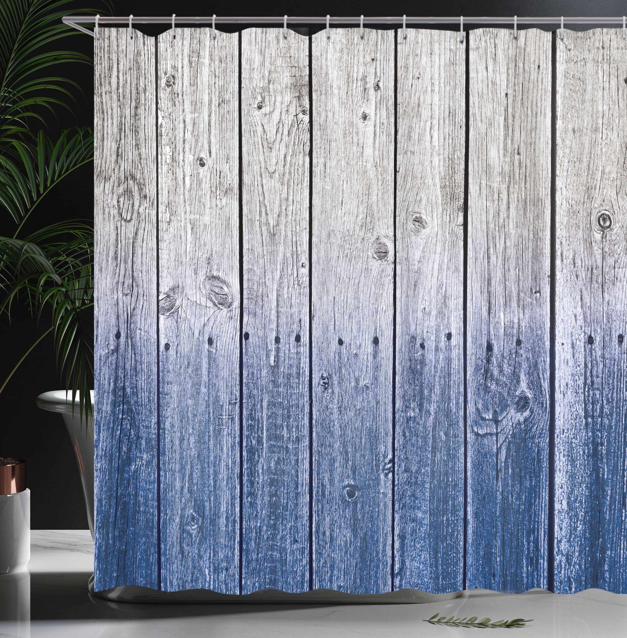 Ambesonne Rustic Shower Curtain, Wood Panels Background With Digital Tones Effect Country House Image, Cloth Fabric Bathroom Dec
