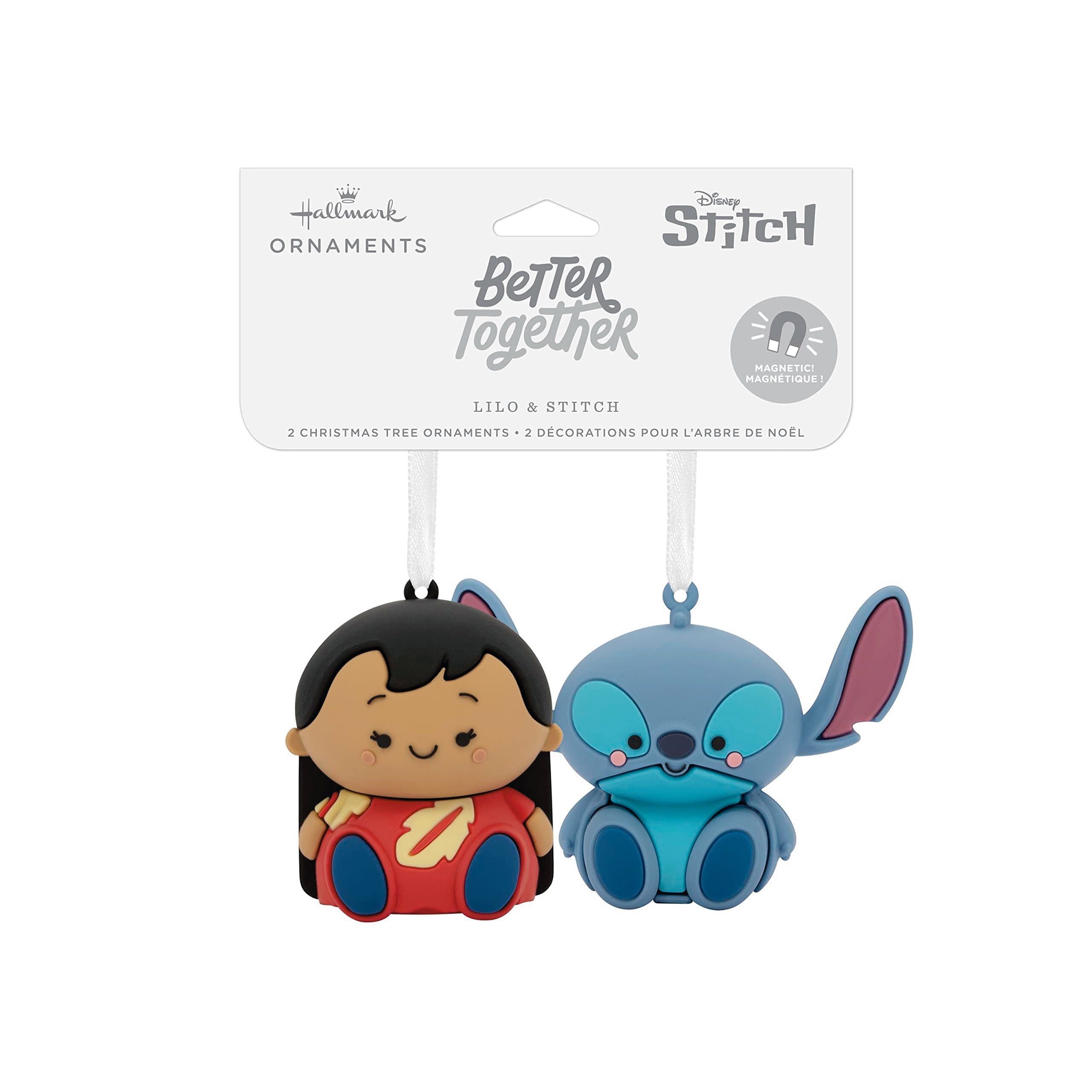 Hallmark Better Together Disney Lilo & Stitch Magnetic Christmas Ornaments, Set of 2, Shatterproof