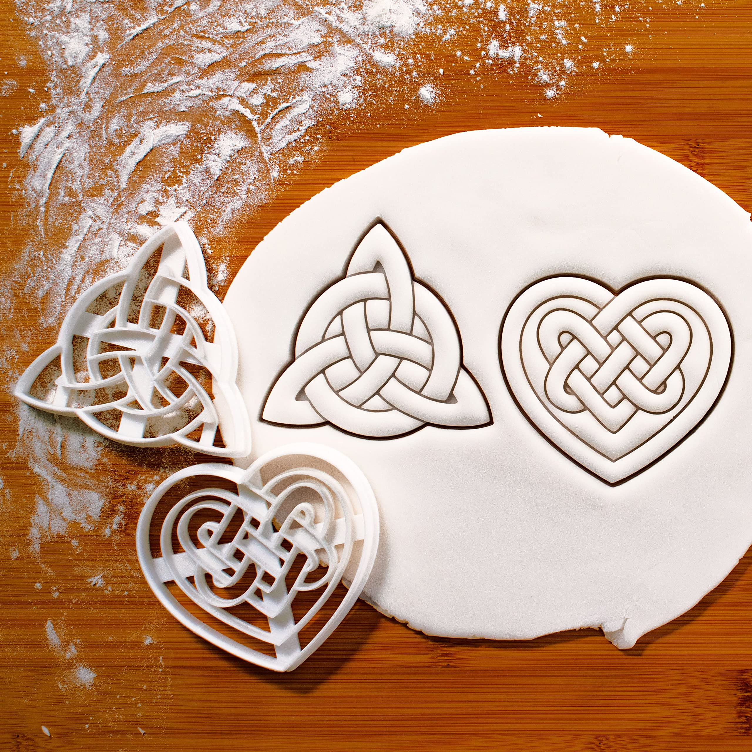 Set Of 2 Celtic Triquetra Cookie Cutters (Designs: Celtic Heart And Triquetra), 2 Pieces - Bakerlogy