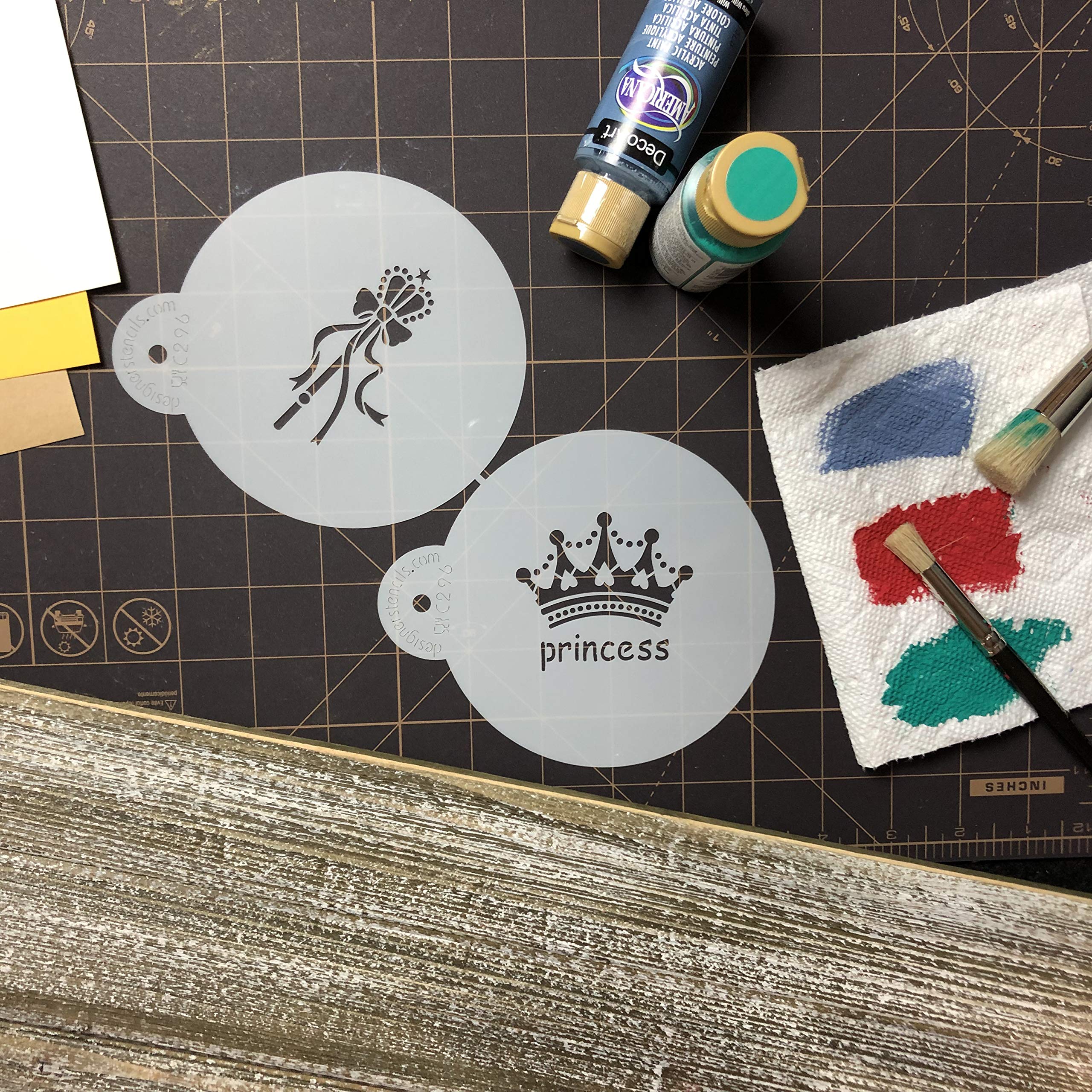 Designer Stencils C296 Princess Crown Cake Stencil, Beige/Semi-Transparent
