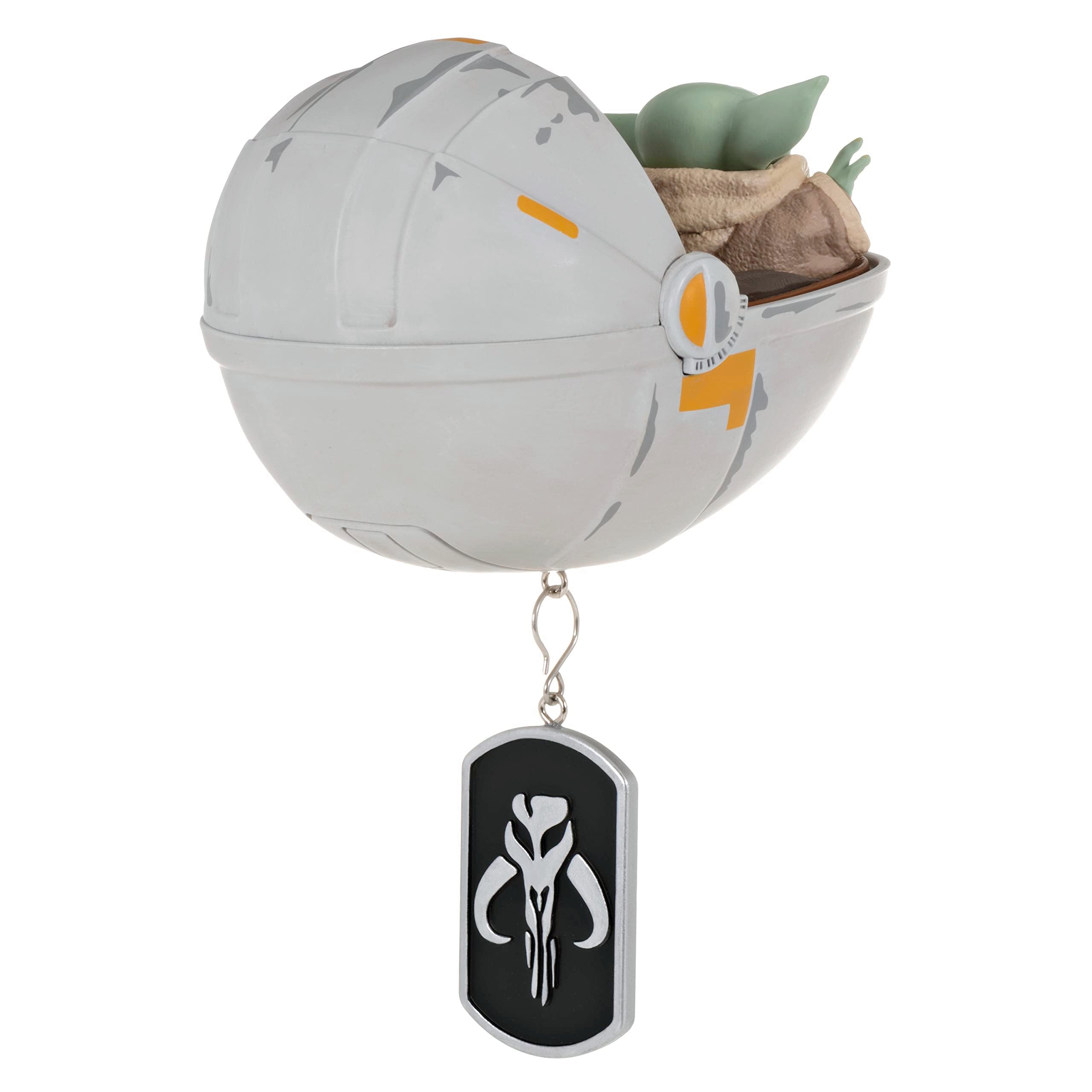 Hallmark Keepsake Personalized Christmas Ornament 2023, Star Wars: The Mandalorian Grogu in Hovering Pram, Gift for Star Wars Fa