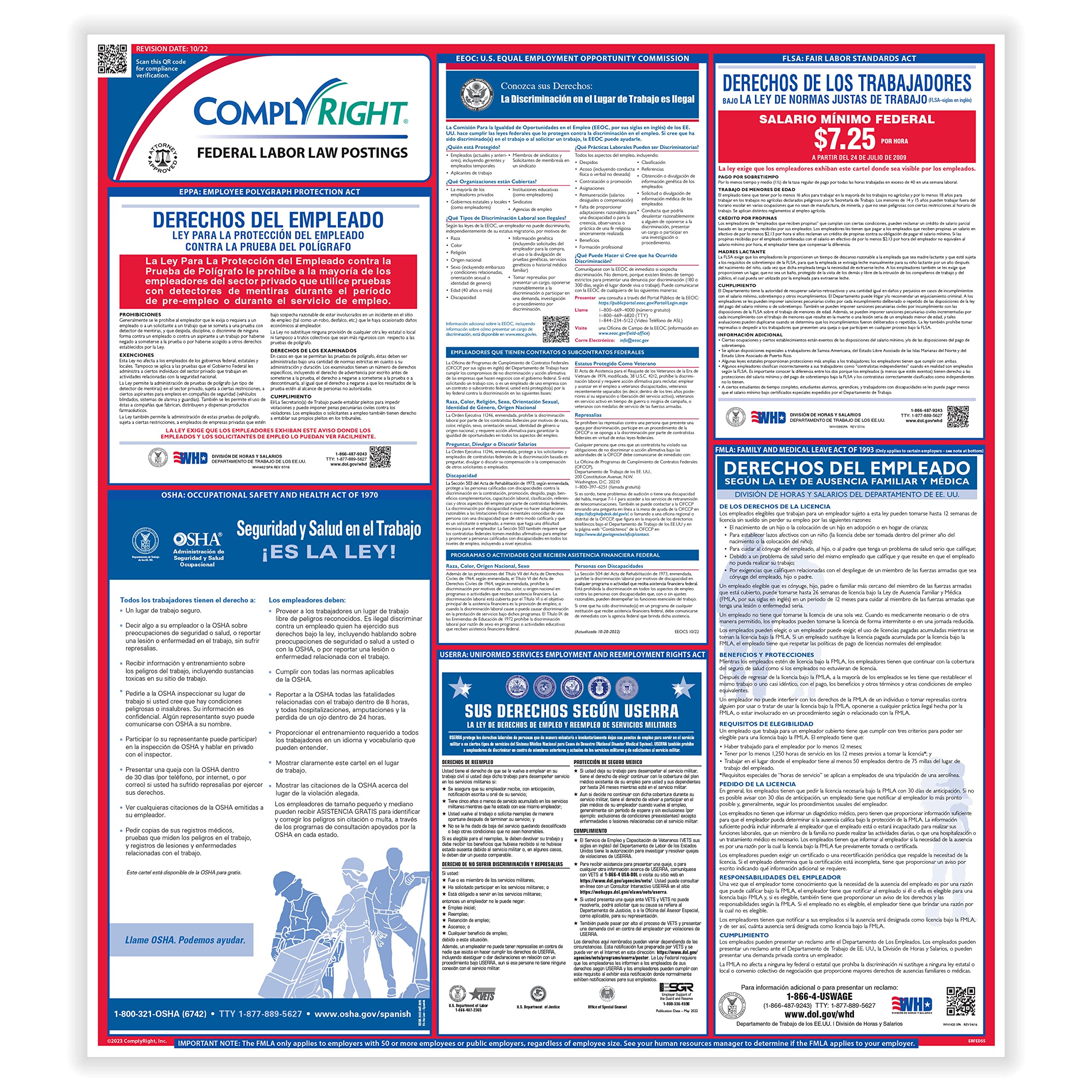 ComplyRight Federal Labor Law Poster Poster Set  Bilingual  24'' x 26.75''  Federal Posting