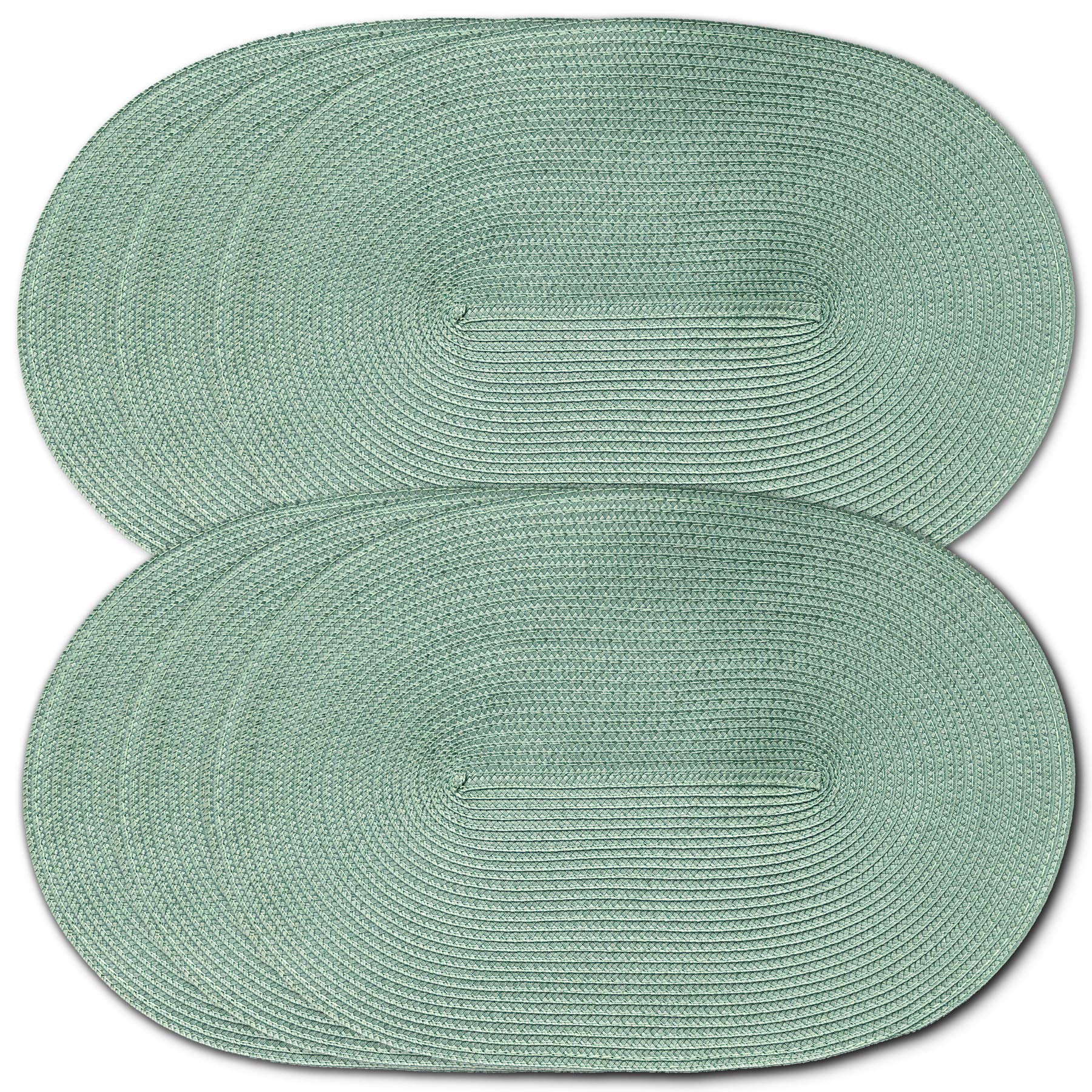 CAIT CHAPMAN HOME COLLECTION Oval Braided Woven Polypropylene Plastic Placemats (Sage), Set of 6