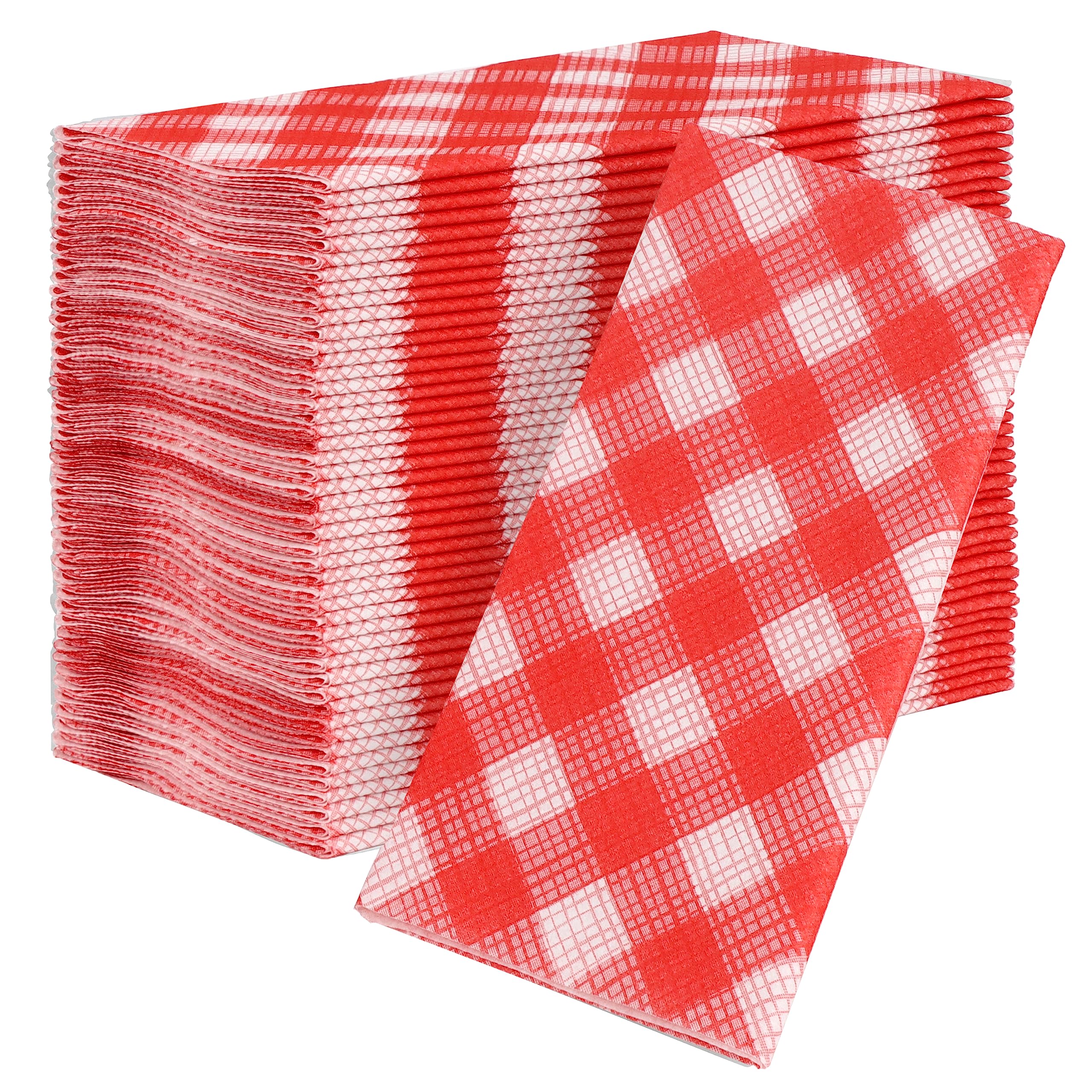 Ah American Homestead Gingham Paper Napkins - Checkered Party Napkins - Thick, Absorbent, Disposable Linen-Like Table Dinner Nap