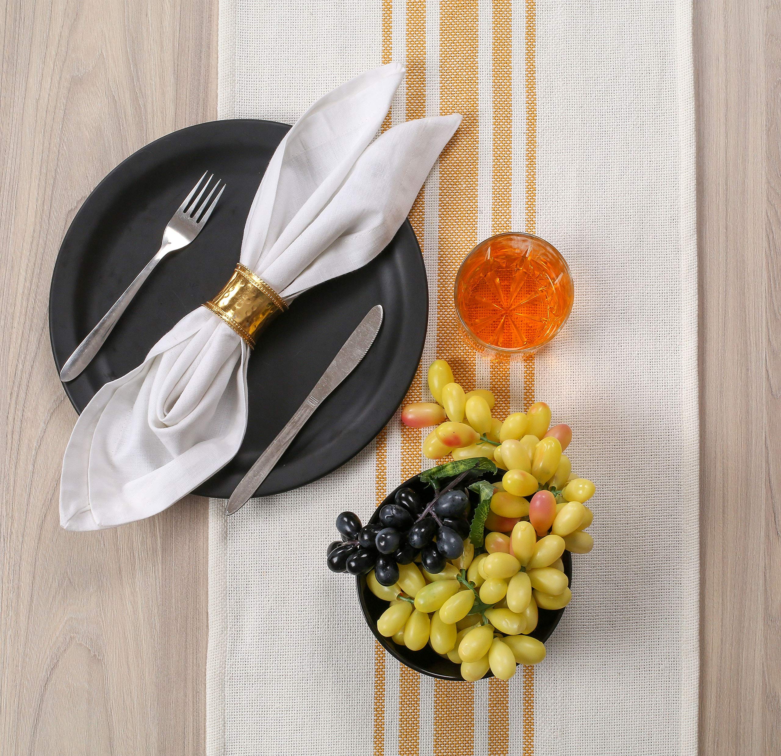Native Fab Pure Cotton Table Runner Farmhouse 108 Inches Long - Wedding Table Runners With Fringes, Parties Rustic Bridal Shower
