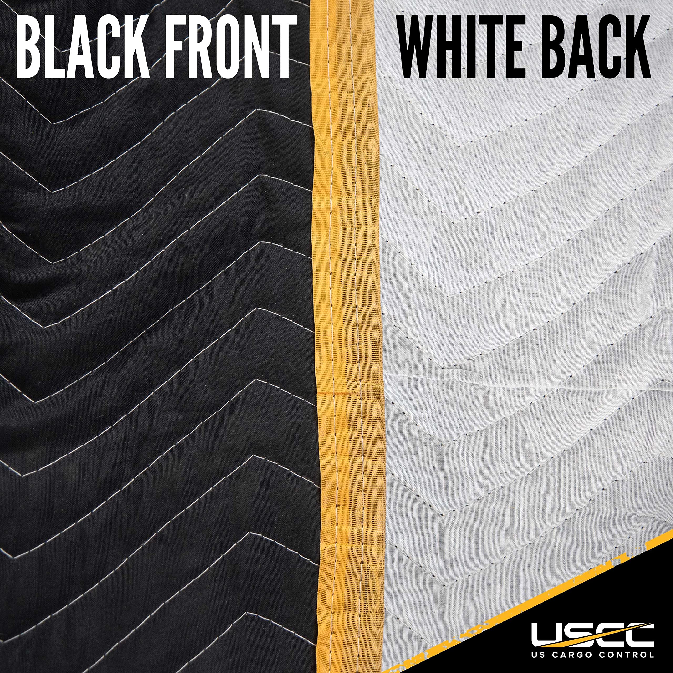Us Cargo Control Heavy Duty Quilted Cover For Chair/Recliner - Black/Yellow Furniture Pad For Moving And Storage - 39 Inches X 4