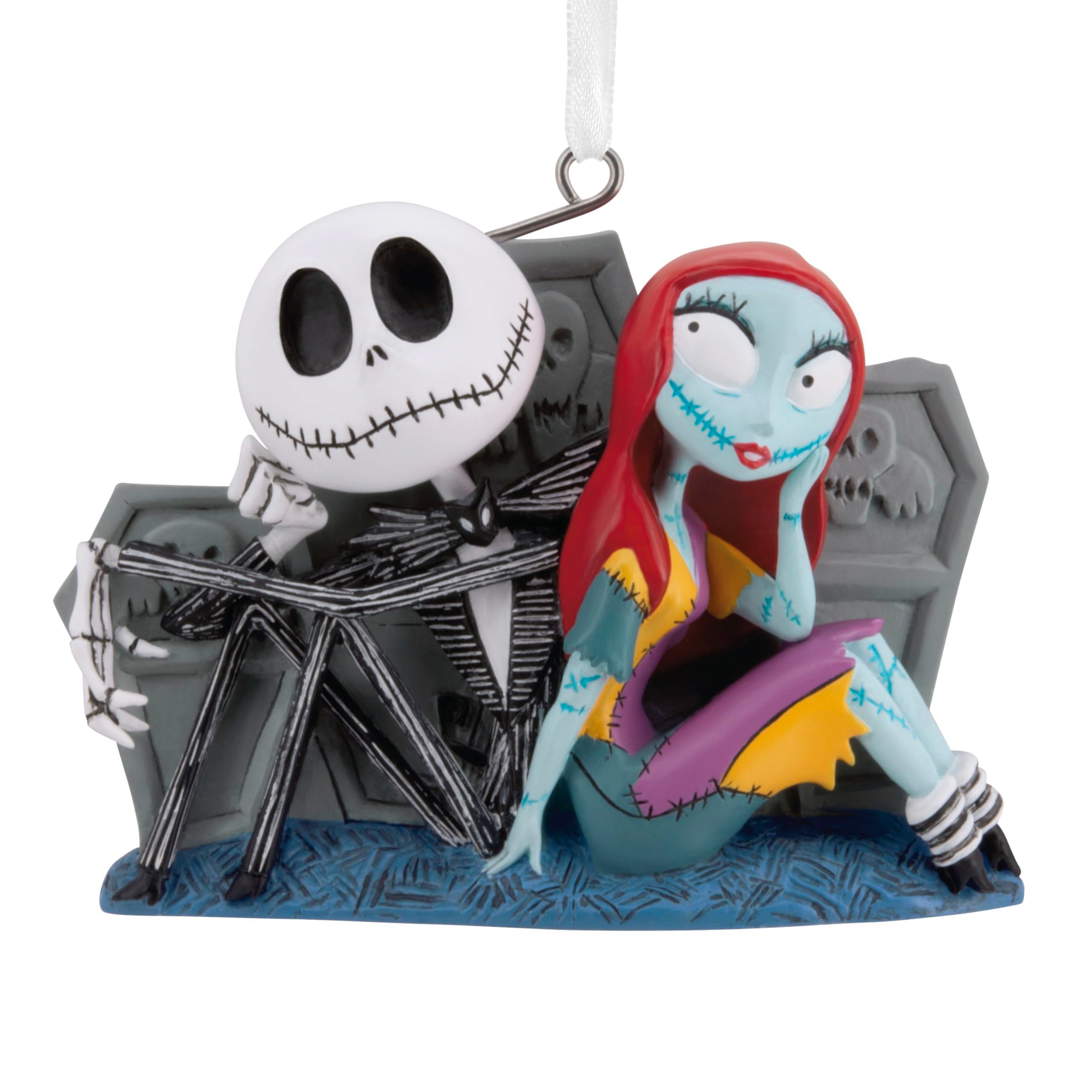 Hallmark Disney Tim Burton's The Nightmare Before Christmas Jack and Sally with Tombstones Christmas Ornament, Gifts for Disney 