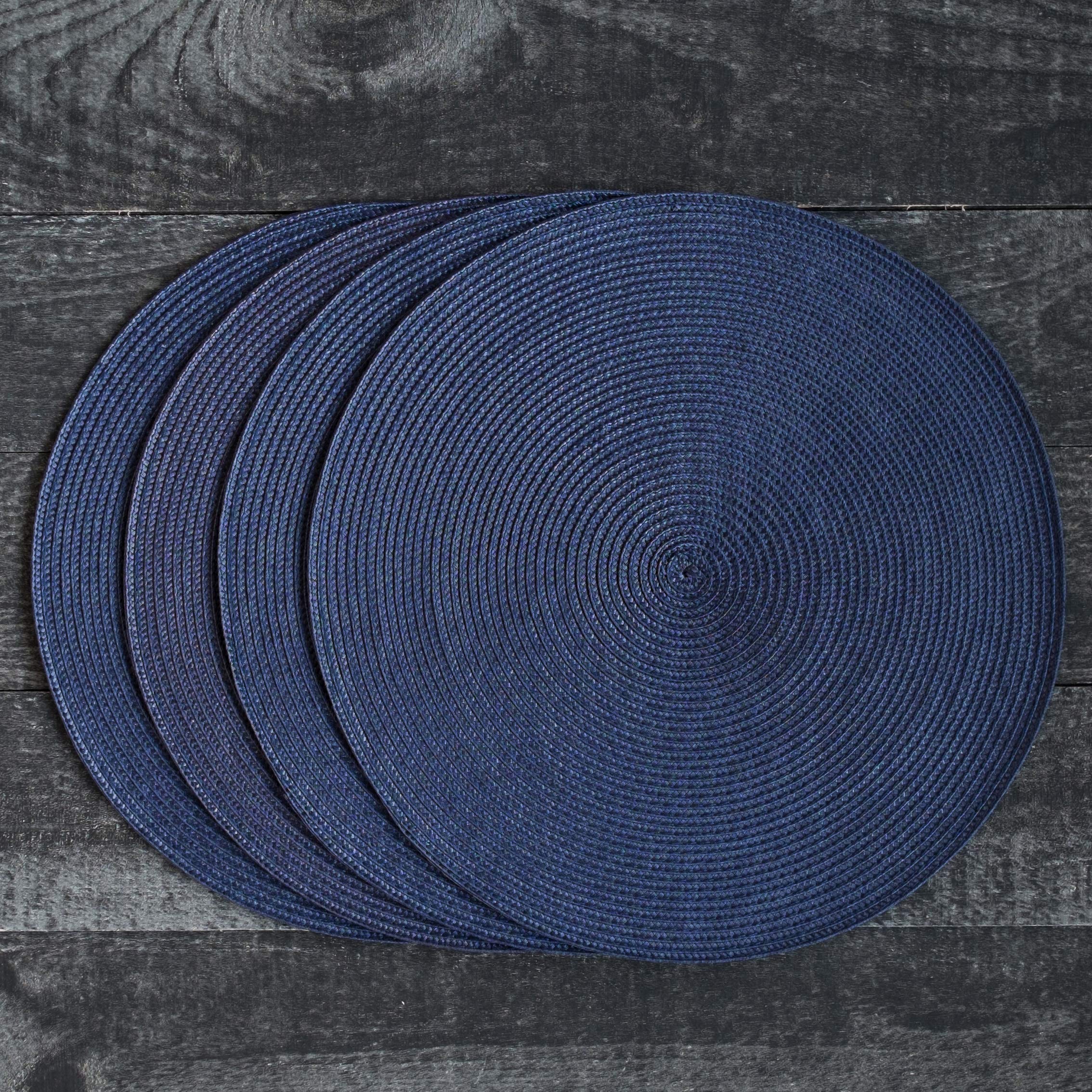 Now Designs Disko Round Placemats  Indigo  Set of 4