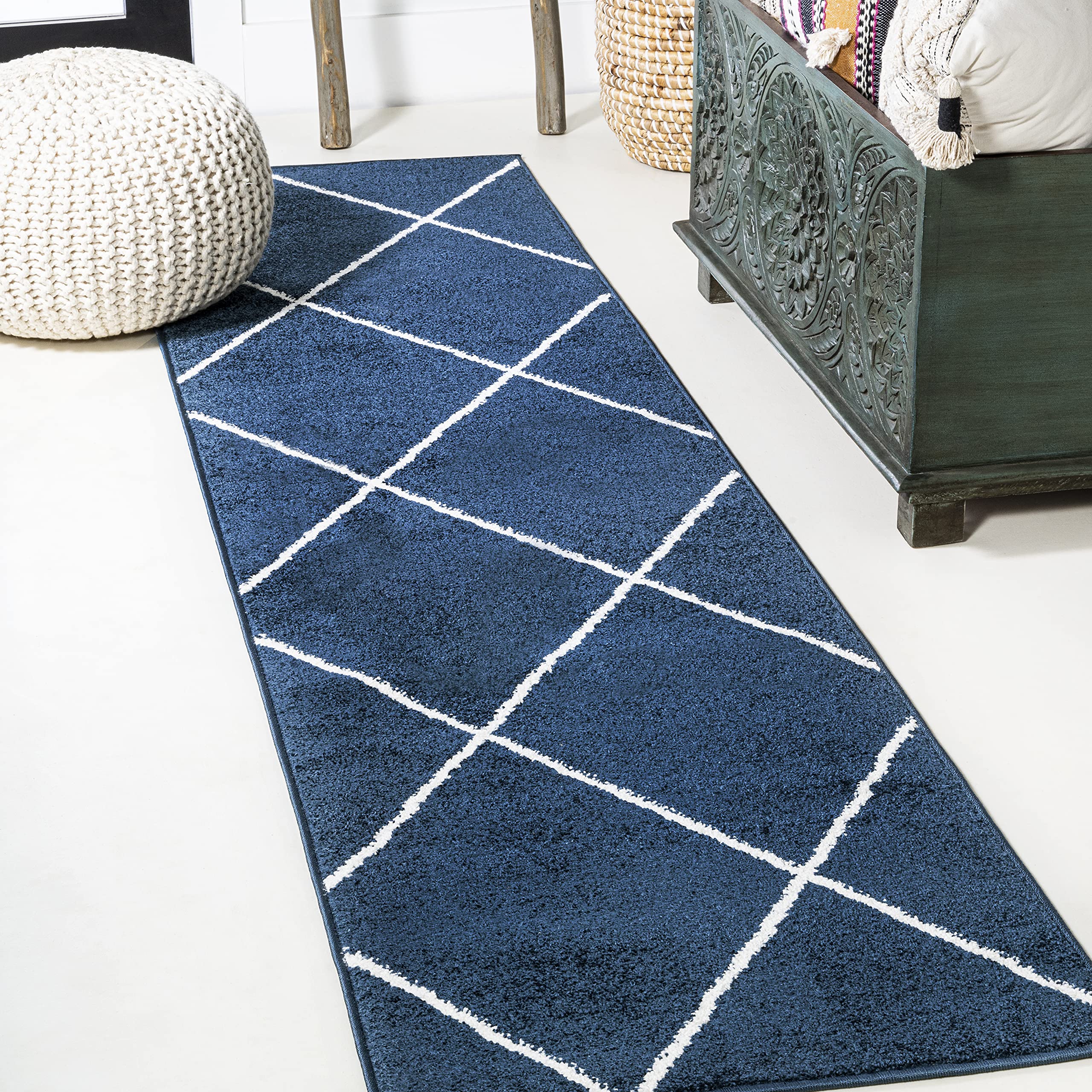 JONATHAN Y SEU102H-210 Cole Minimalist Diamond Trellis Indoor Area-Rug, Modern, Contemporary, Casual Easy-Cleaning,Bedroom,Kitch