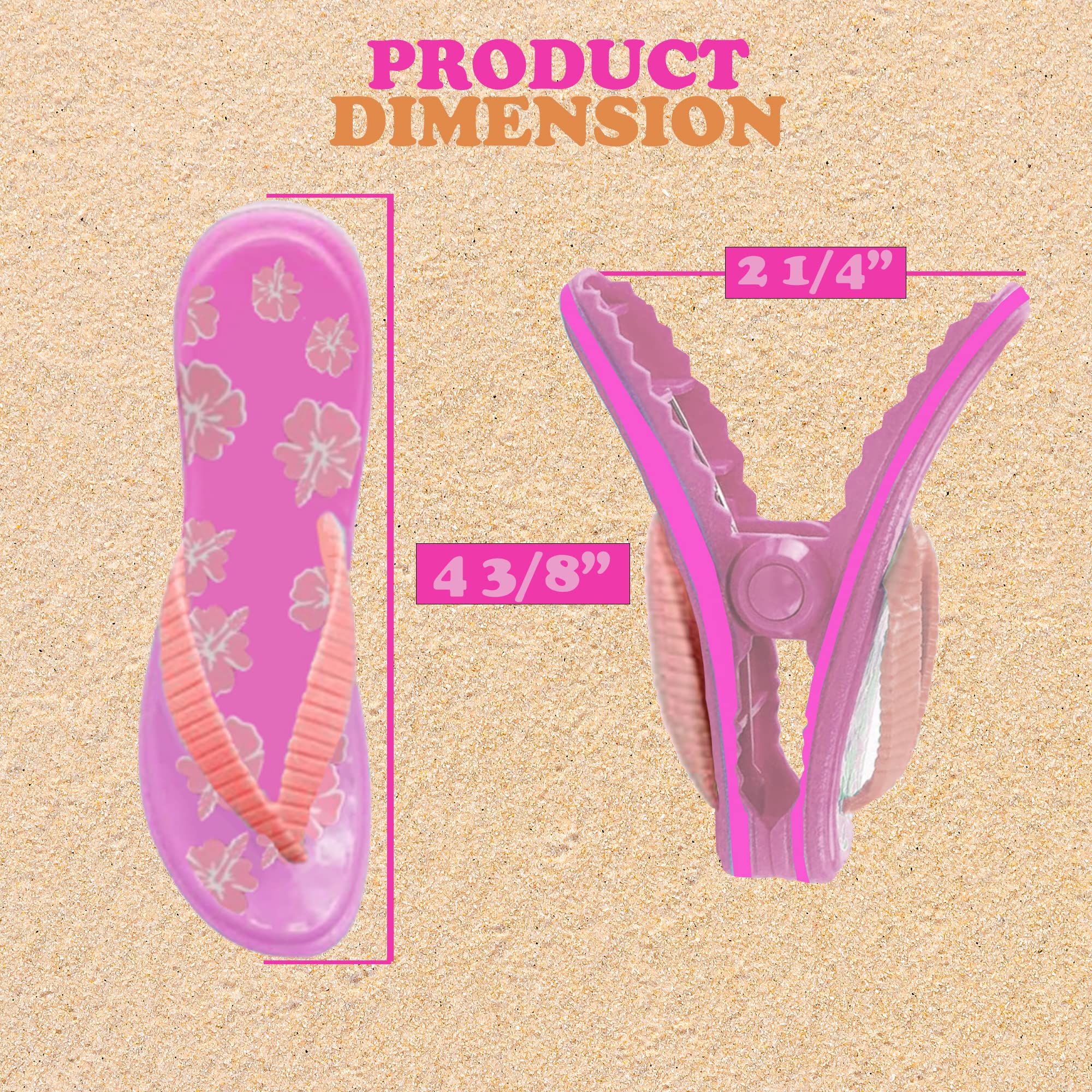 PERFORMORE Flip Flop Beach Towel Clips (Pink)  Set of 2  Portable Towel Holder Clips  Secure Clips for Beach Chairs Deck Patio Pool Boat Cruise Lounge Chair Accessories