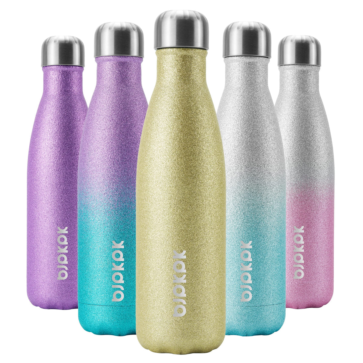 Bjpkpk Glitter Yellow Insulated Water Bottle 17 Oz Stainless Steel Water Bottles Cola Shape Big Kids Water Bottles For School