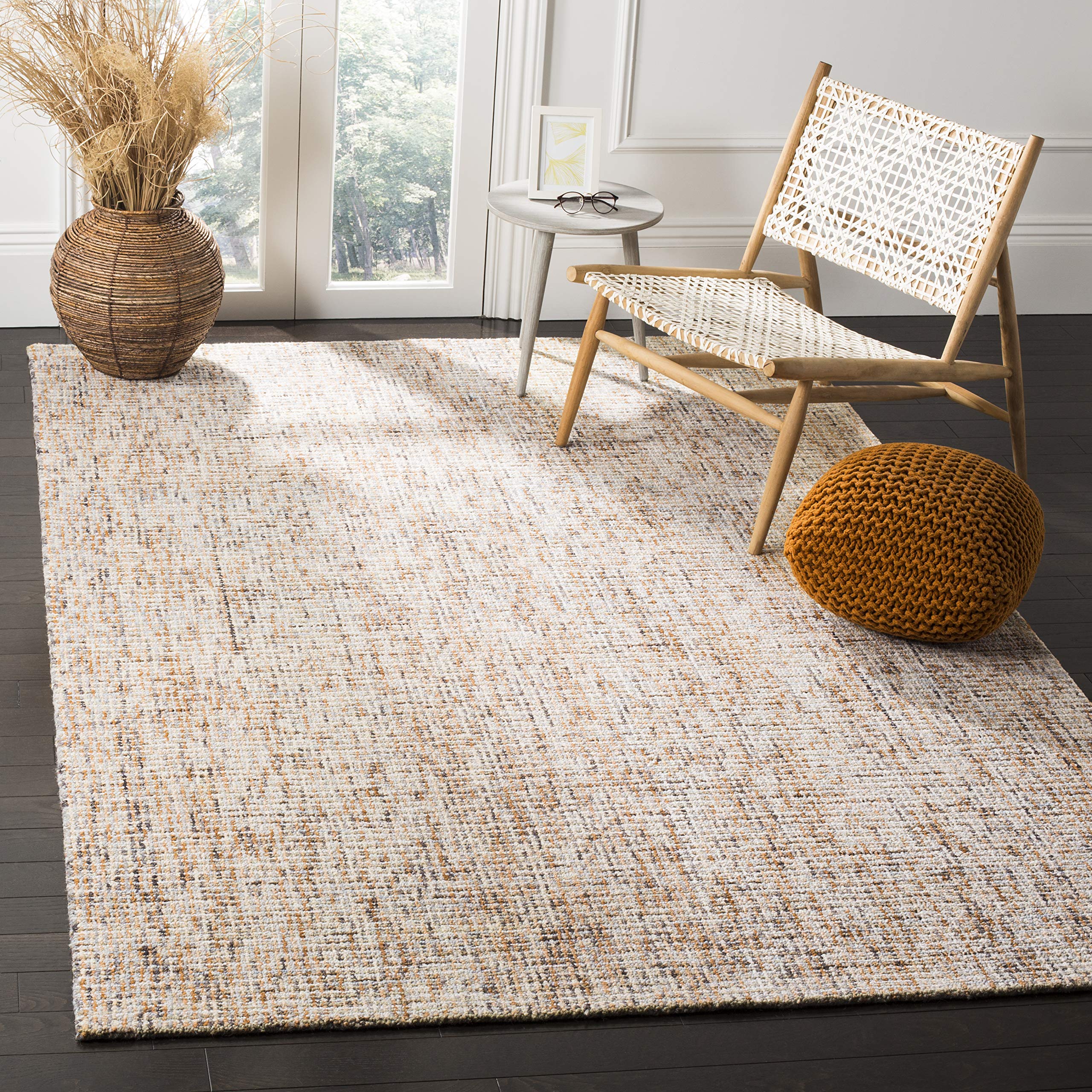 SAFAVIEH Abstract Collection Accent Rug - 3 x 5, Gold & Blue, Handmade Wool, Ideal for High Traffic Areas in Entryway, Living 