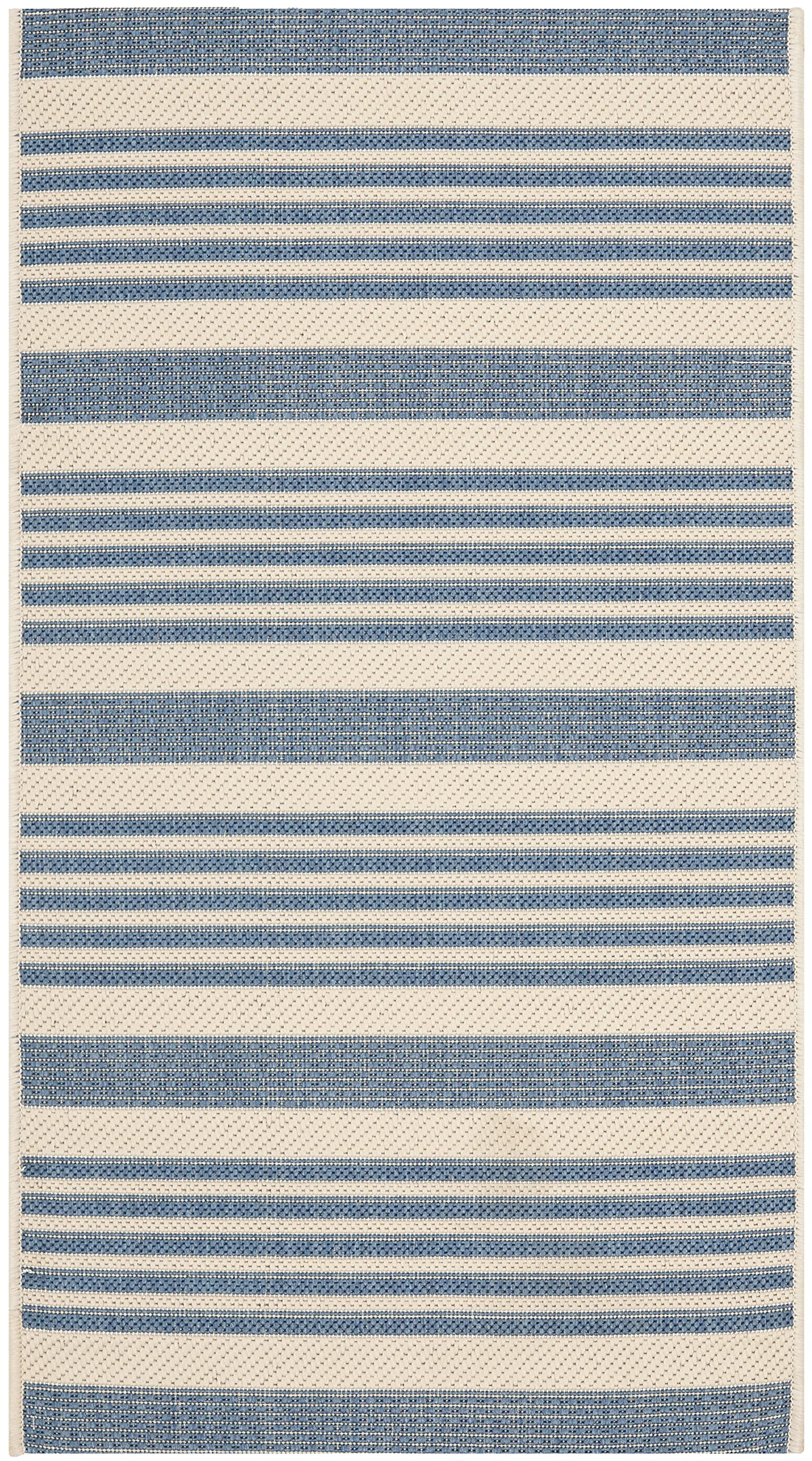 SAFAVIEH Courtyard Collection 2 x 37 Beige/Blue CY6062 Stripe Indoor/ Outside Waterproof Easy cleansingPatio Backyard Mudroom 