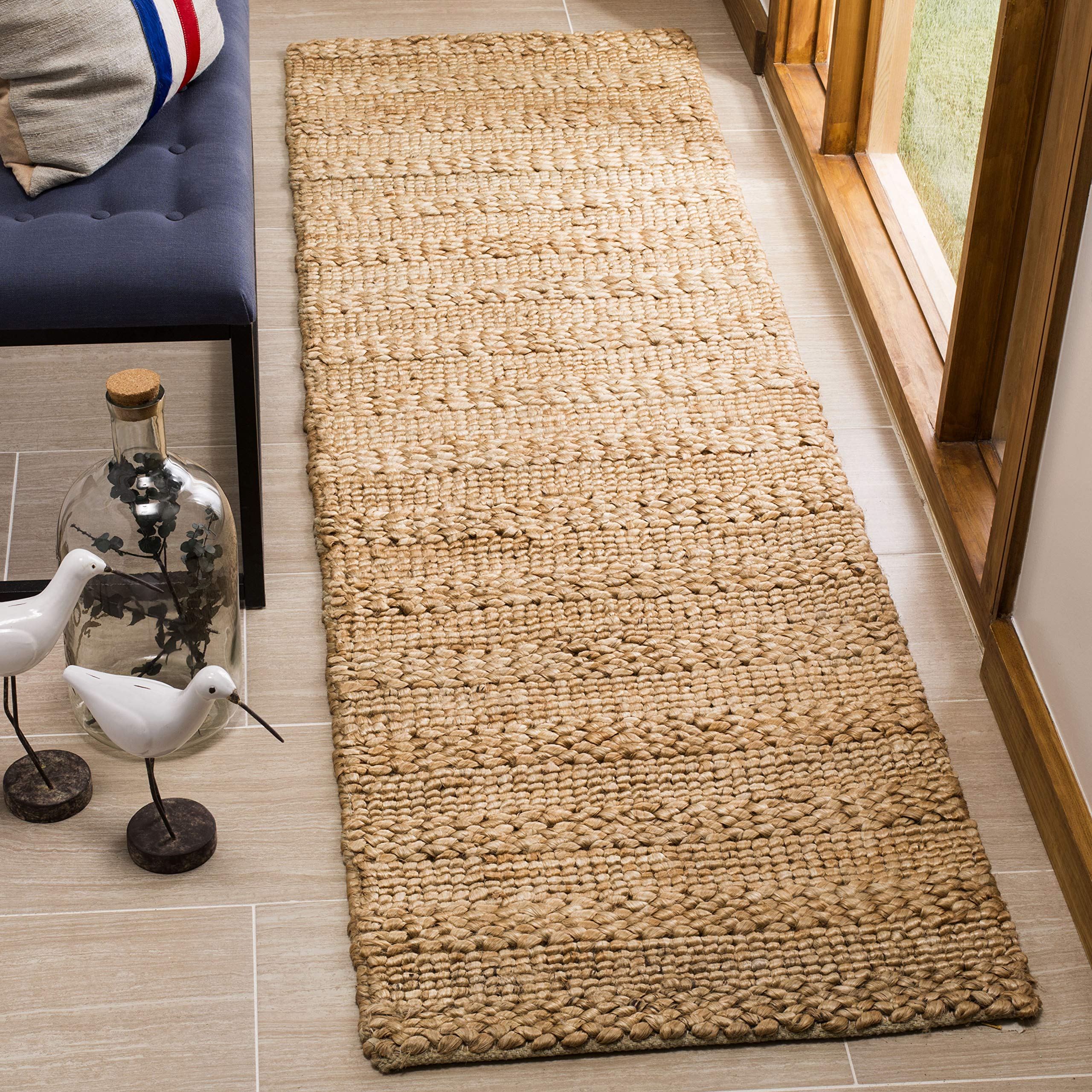 SAFAVIEH Natural Fiber Collection Runner Rug - 23 x 6, Natural, Handmade Braided Woven Jute, Ideal for High Traffic Areas in L