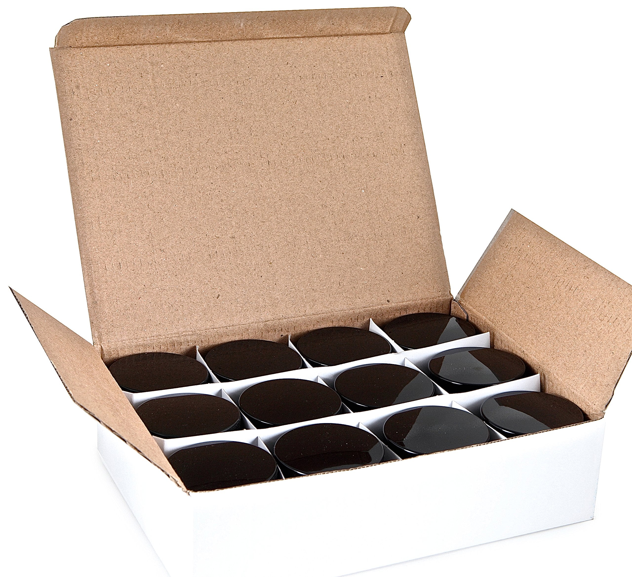 Vivaplex, 12, Clear, 2 Oz, Round Glass Jars, With Inner Liners And Black Lids