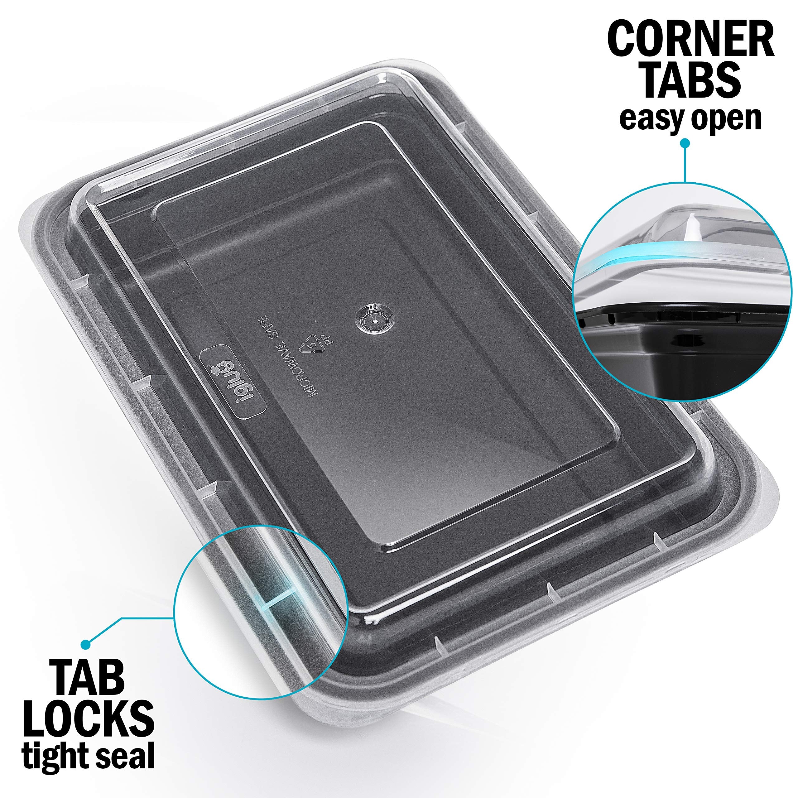 Igluu Meal Prep containers 10 pack] 1 compartment with Airtight Lids - Plastic Food Storage Bento Box - BPA Free - Reusable Lunch Boxes - Microwavable  Freezer and Dishwasher Safe (28 oz)
