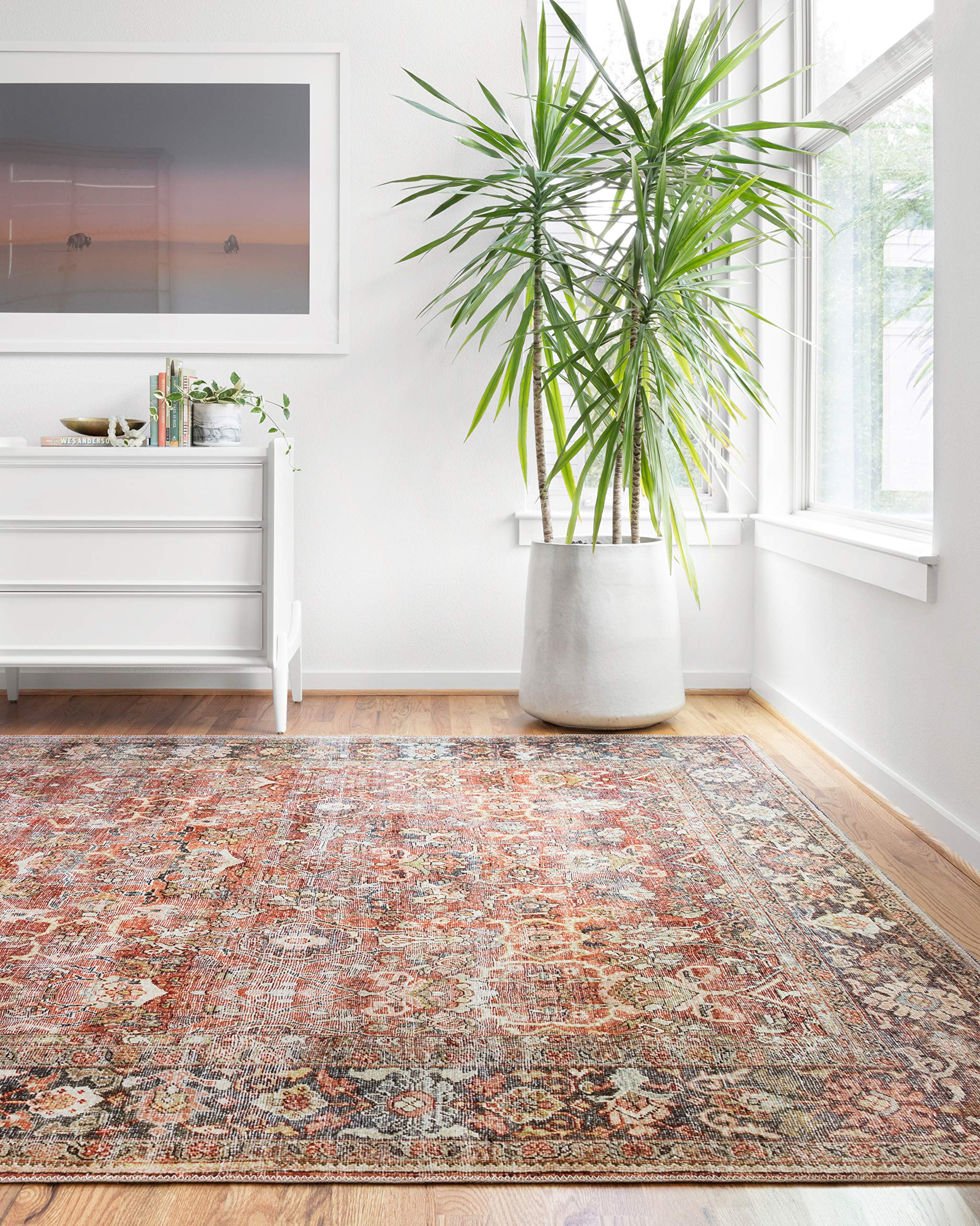 Loloi LAYLA Collection, LAY-02, Spice/Marine, 2-3 x 3-9, 13 Thick, Accent Rug, Soft, Durable, Vintage Inspired, Distressed, Lo