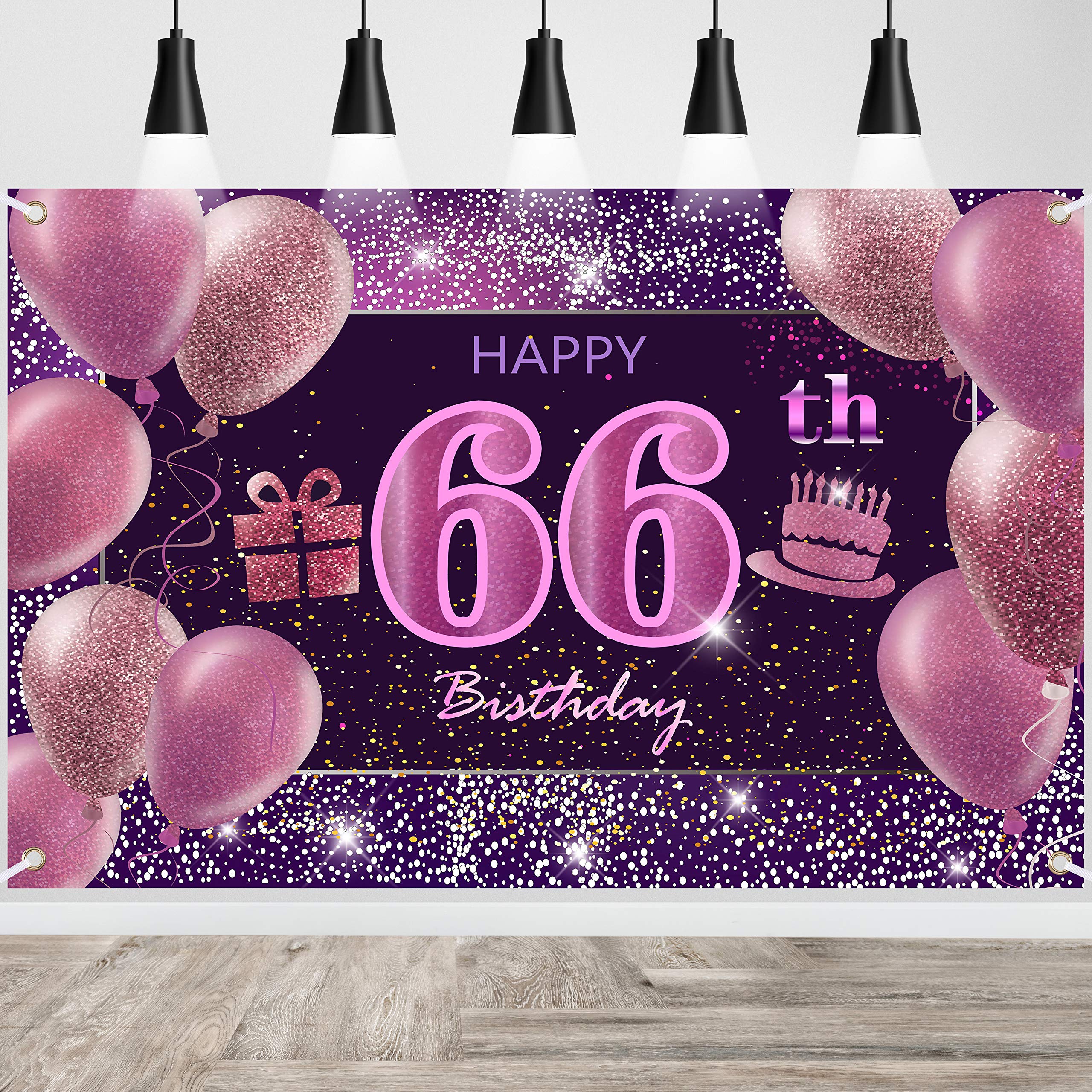 66Th Birthday Decorations For Girls Imisi Happy Birthday Banner Pink Decorations For A Party Birthday Backdrop For Women