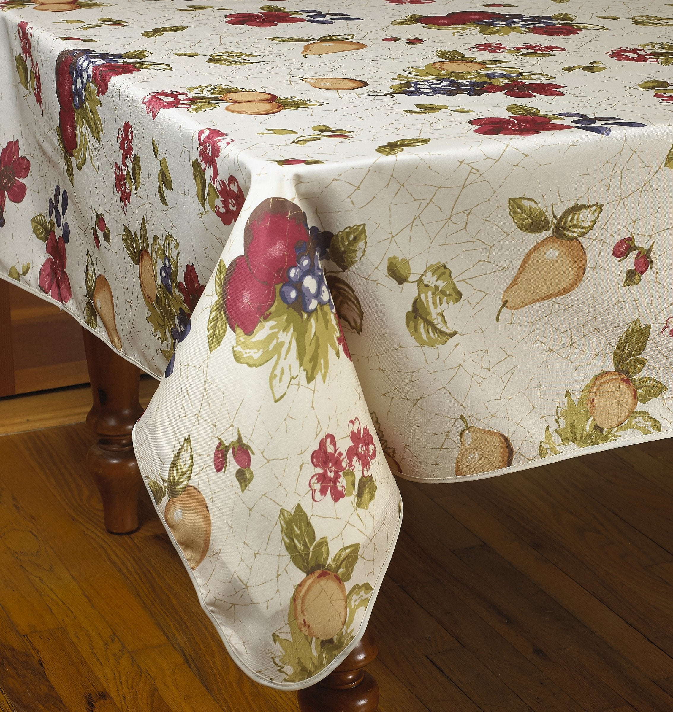 European Paradise Fruits Vintage Design Printed Tablecloth - Beige - 60'' Round